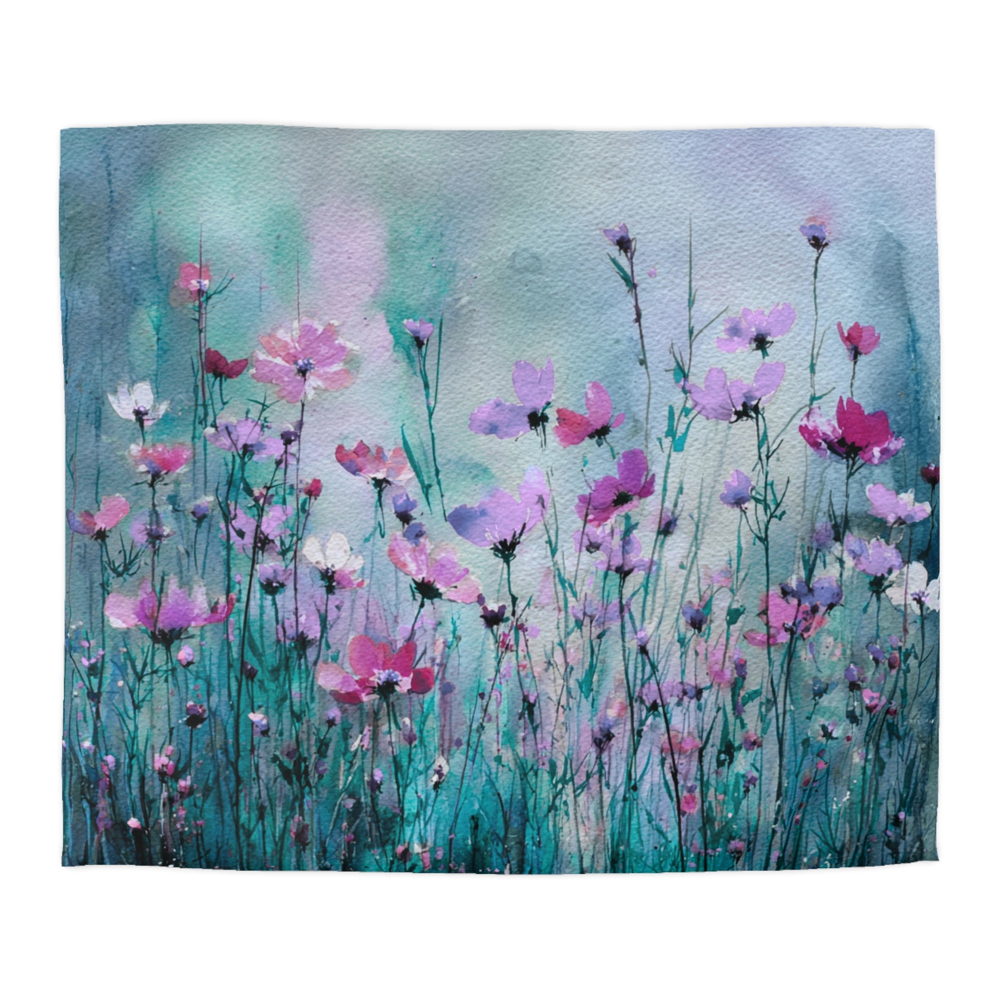 Floral Duvet, Pillow Cover | Teal Blue Bedroom Decor