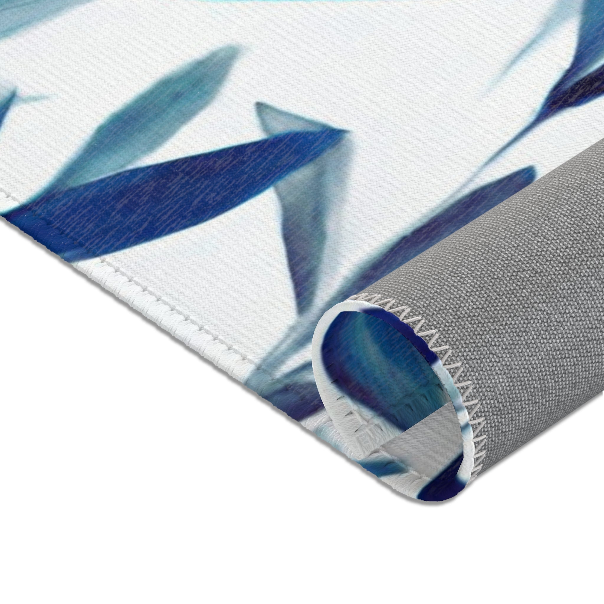 Large Area Rug | Modern Rug, Floral Indigo Navy Teal Blue Leaves