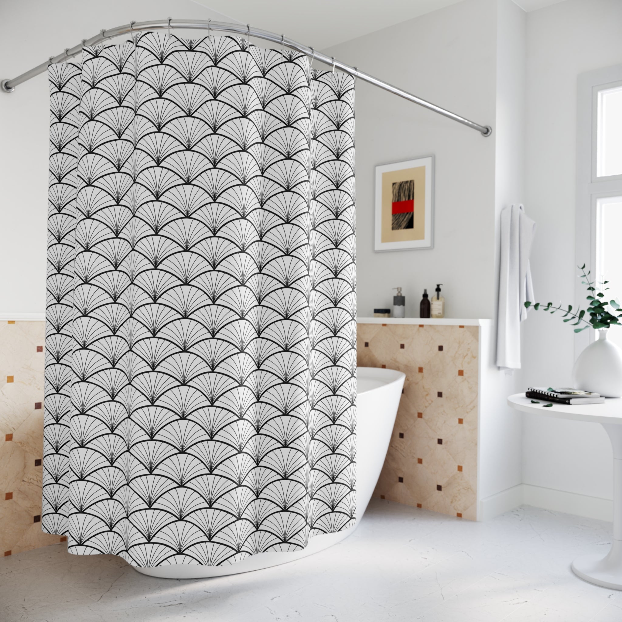 Art Deco Shower Curtain | Black White Art Nouveau