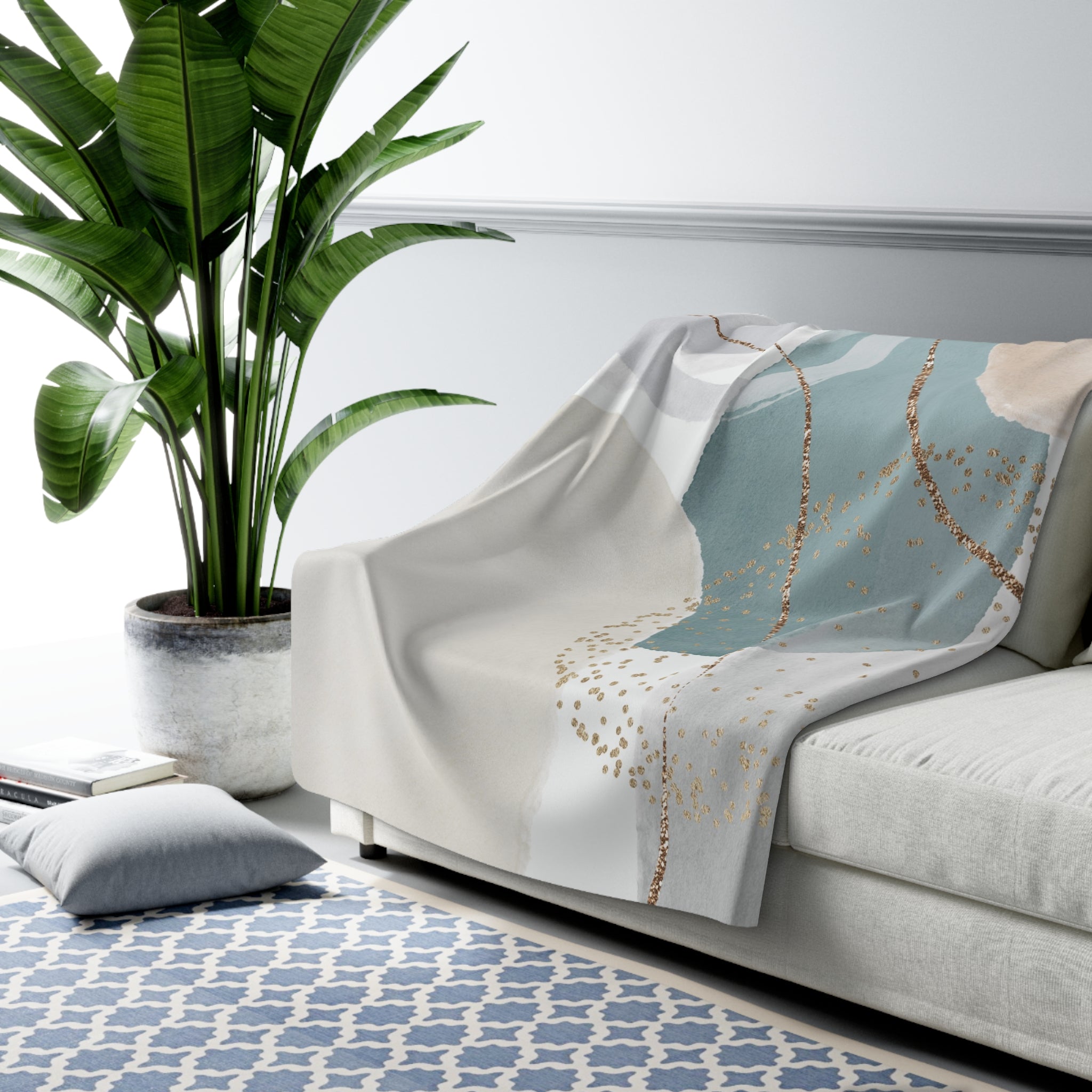 Abstract Throw Blanket | Grey Blue Beige Pastel