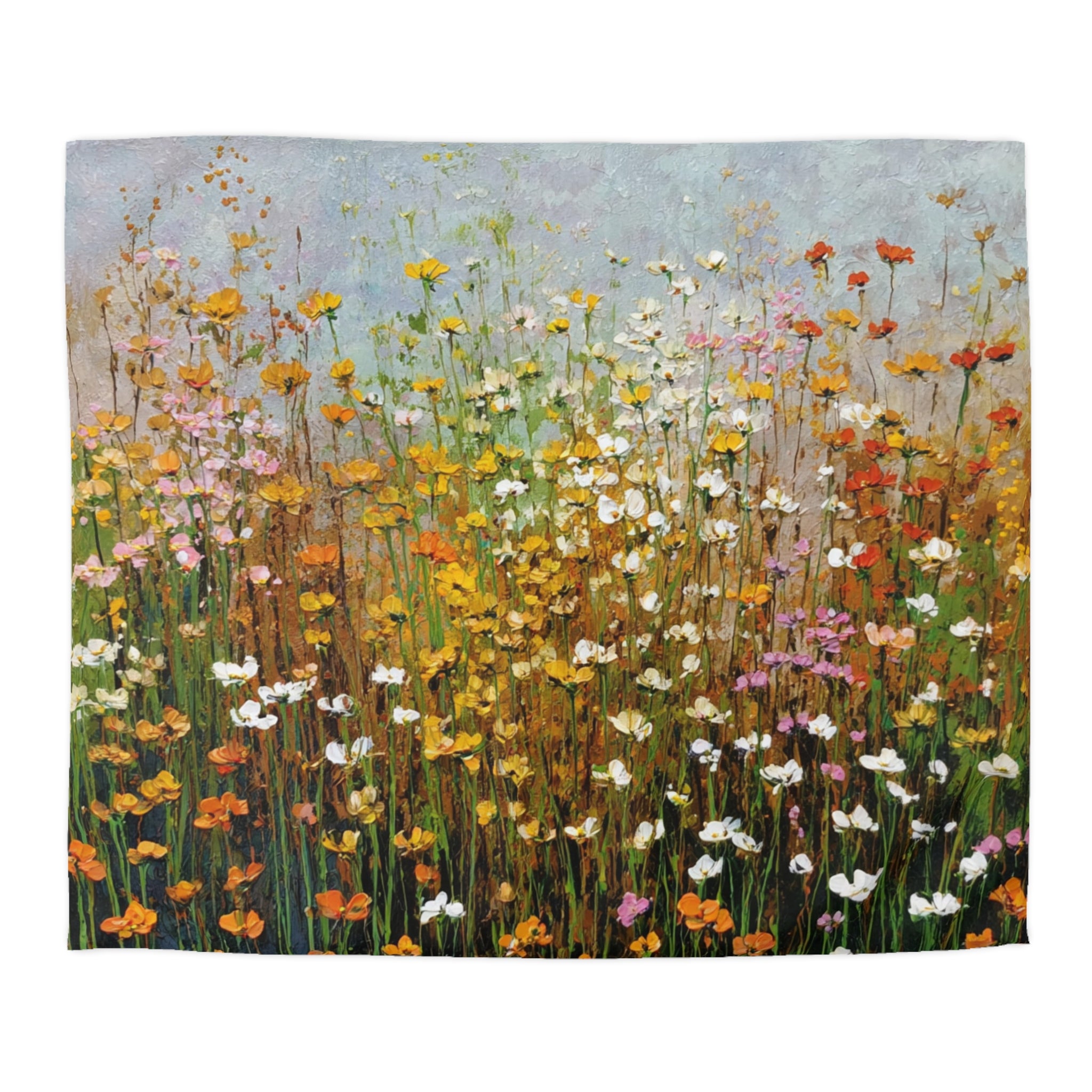 Floral Duvet, Pillow Cover | Orange Green Bedroom Decor