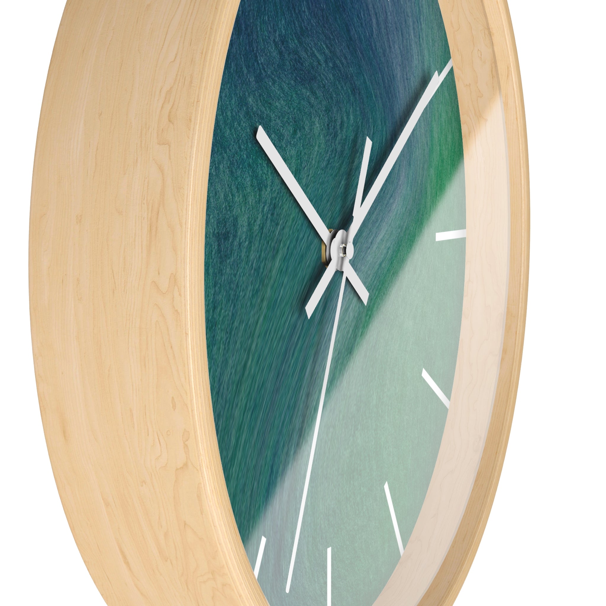 Green Wood Wall Clock | Blue 10" Round Clock