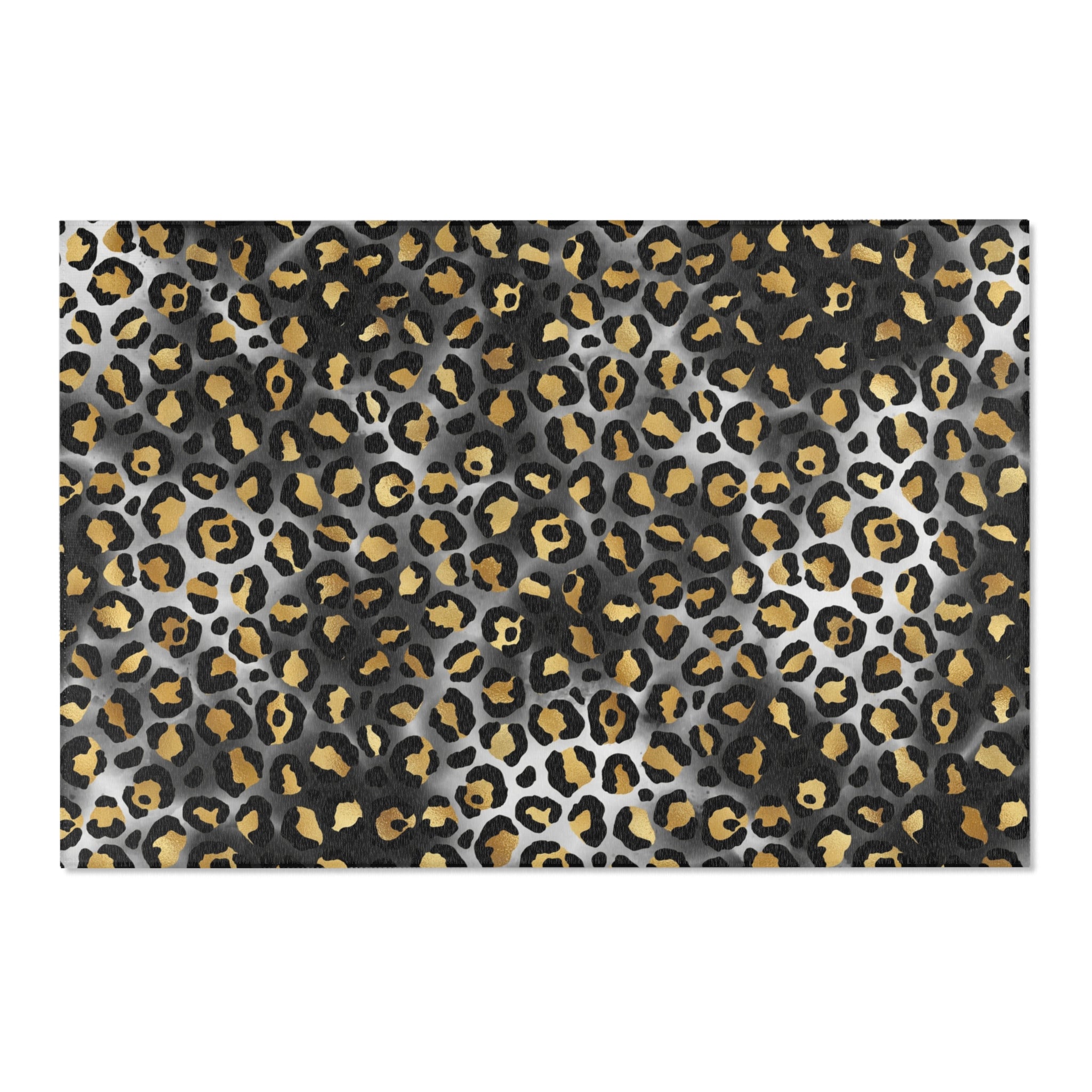 Large Area Rug | Gold Beige, Black Ombre Animal Print
