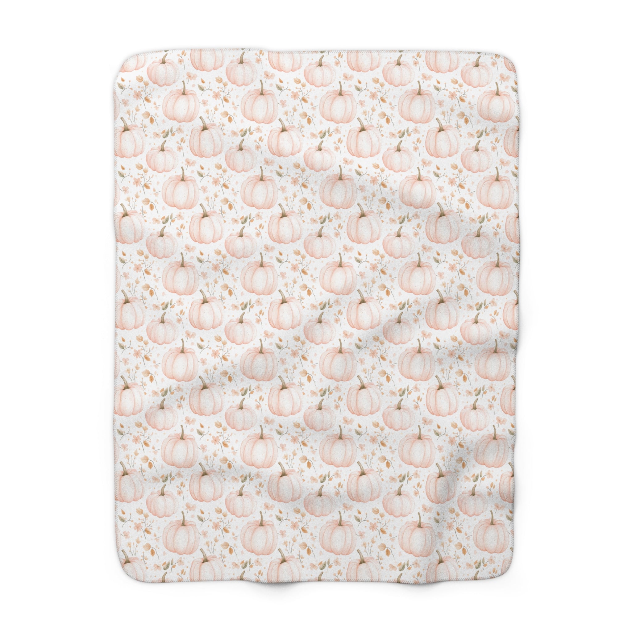 Fall Autumn Throw Blanket | Blush Pink White Pumpkin Watercolor