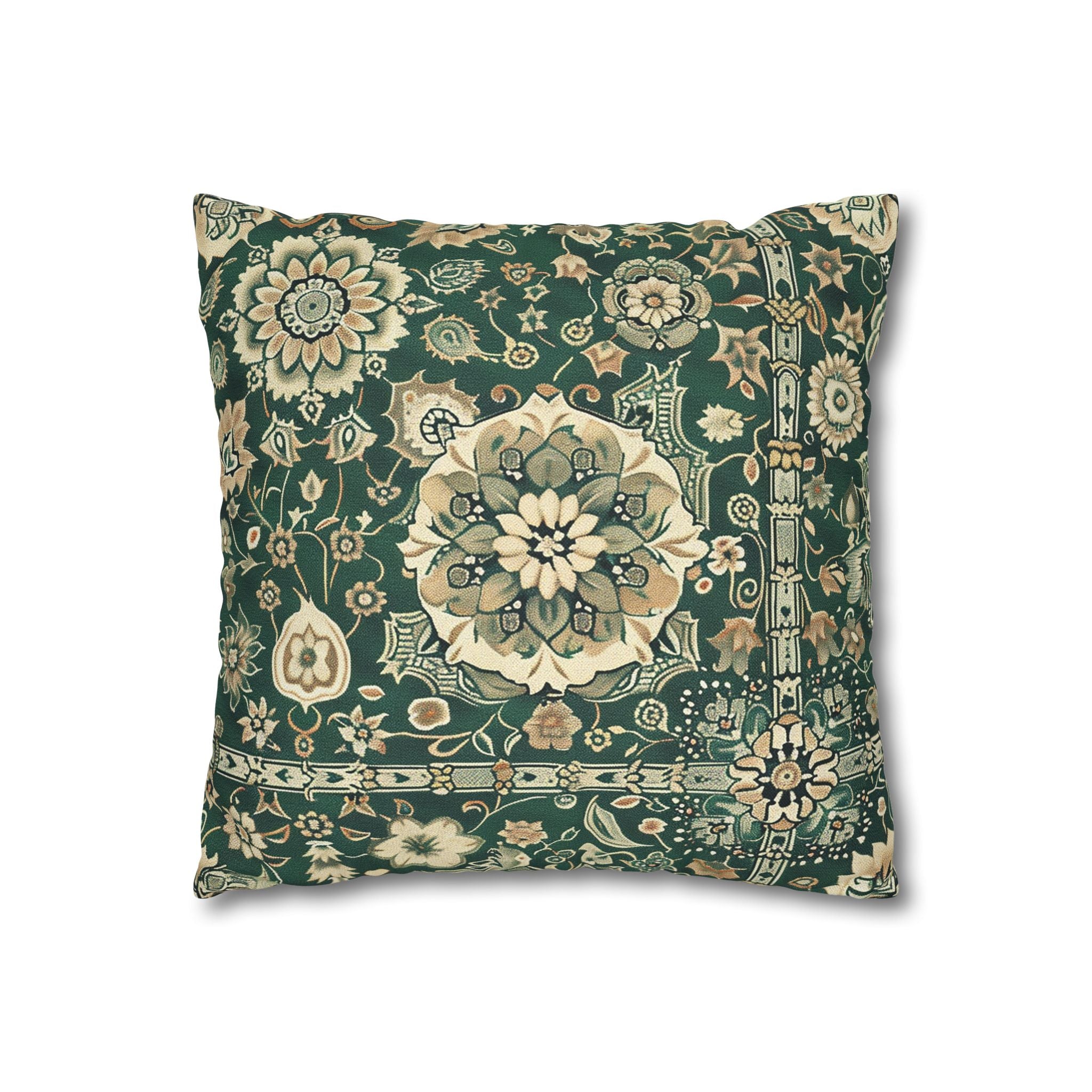 Vintage Mandala Pillow Cover | Art Nouveau Green Beige