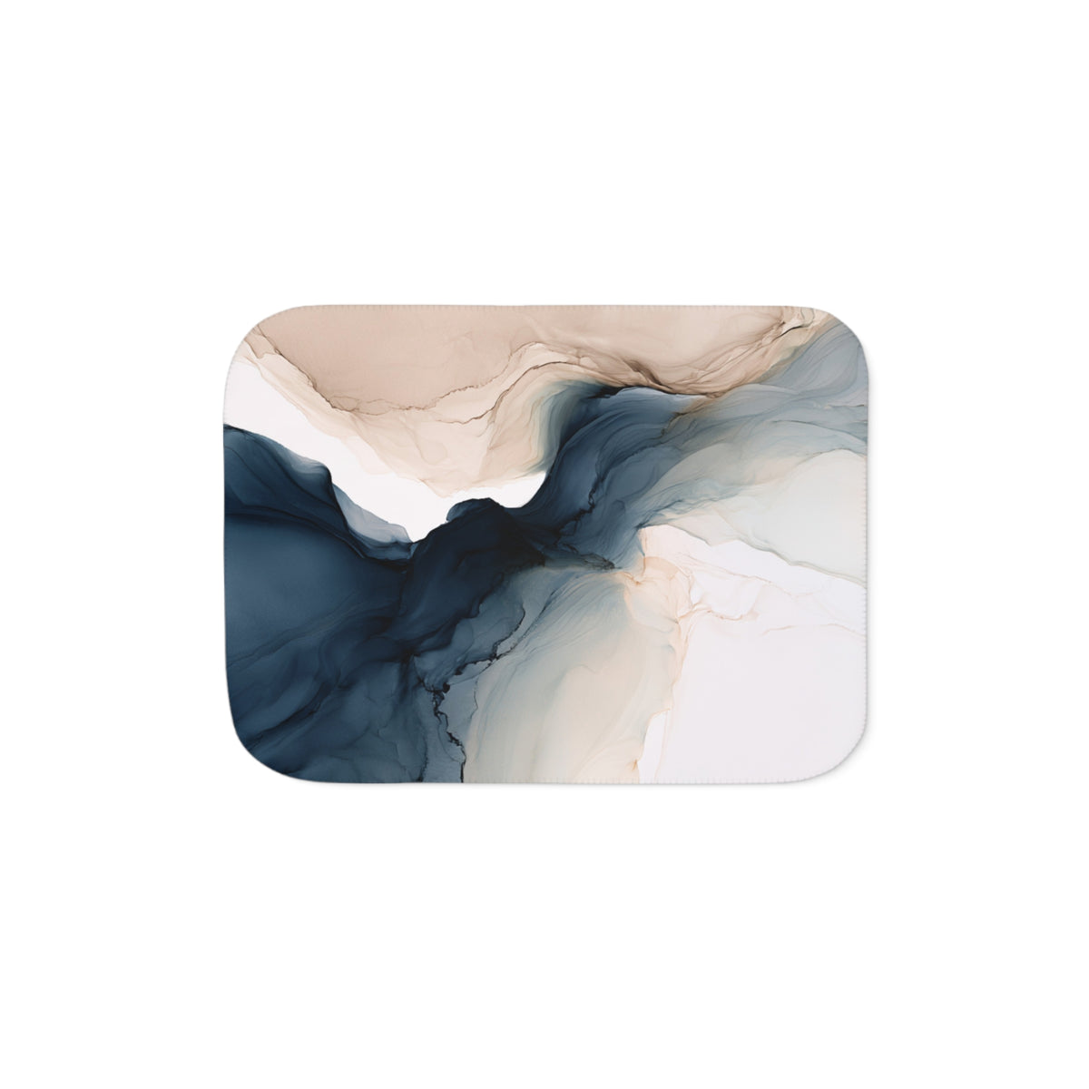 a square tray with a blue and white painting on it
