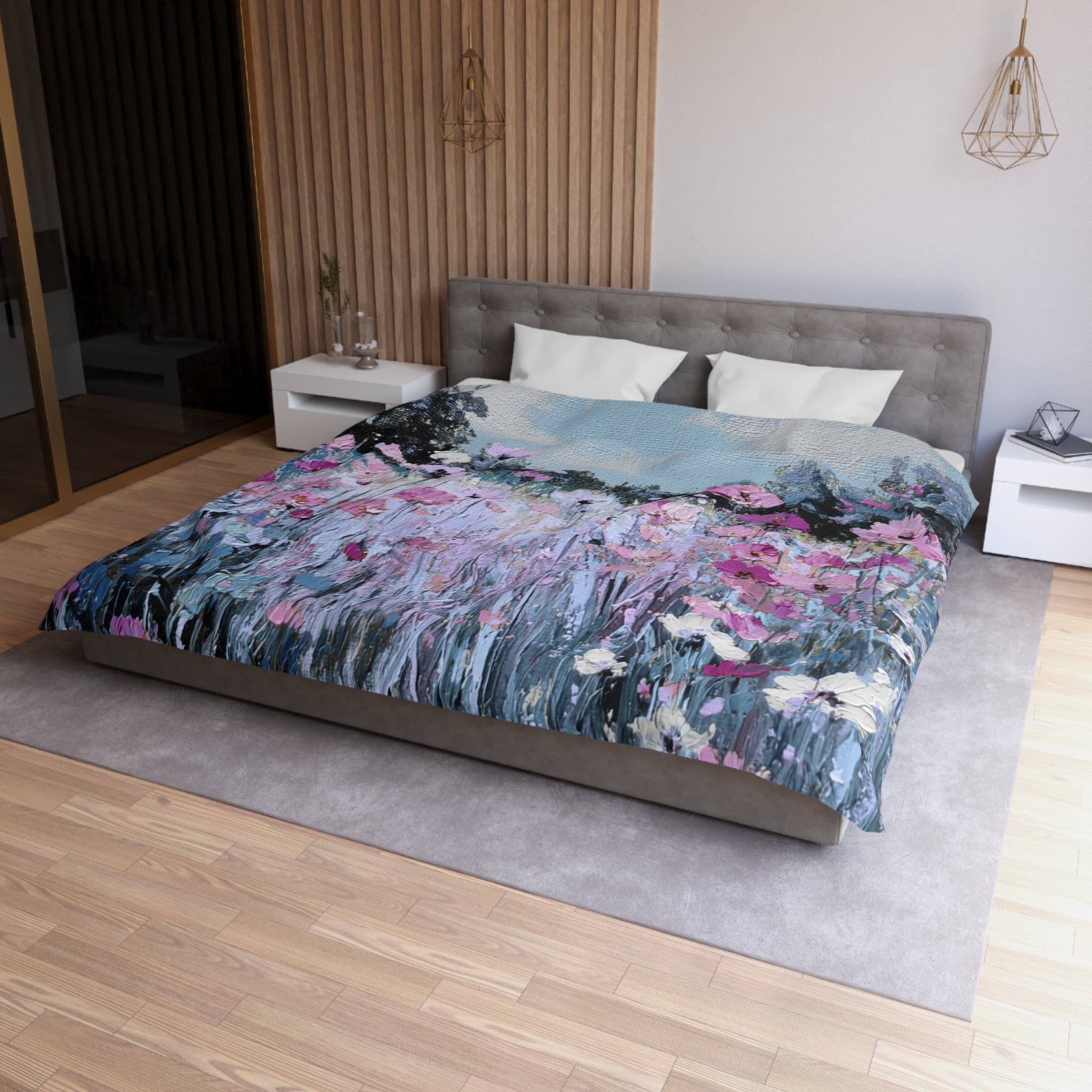 Floral Duvet, Pillow Cover | Blue Purple Bedroom Decor