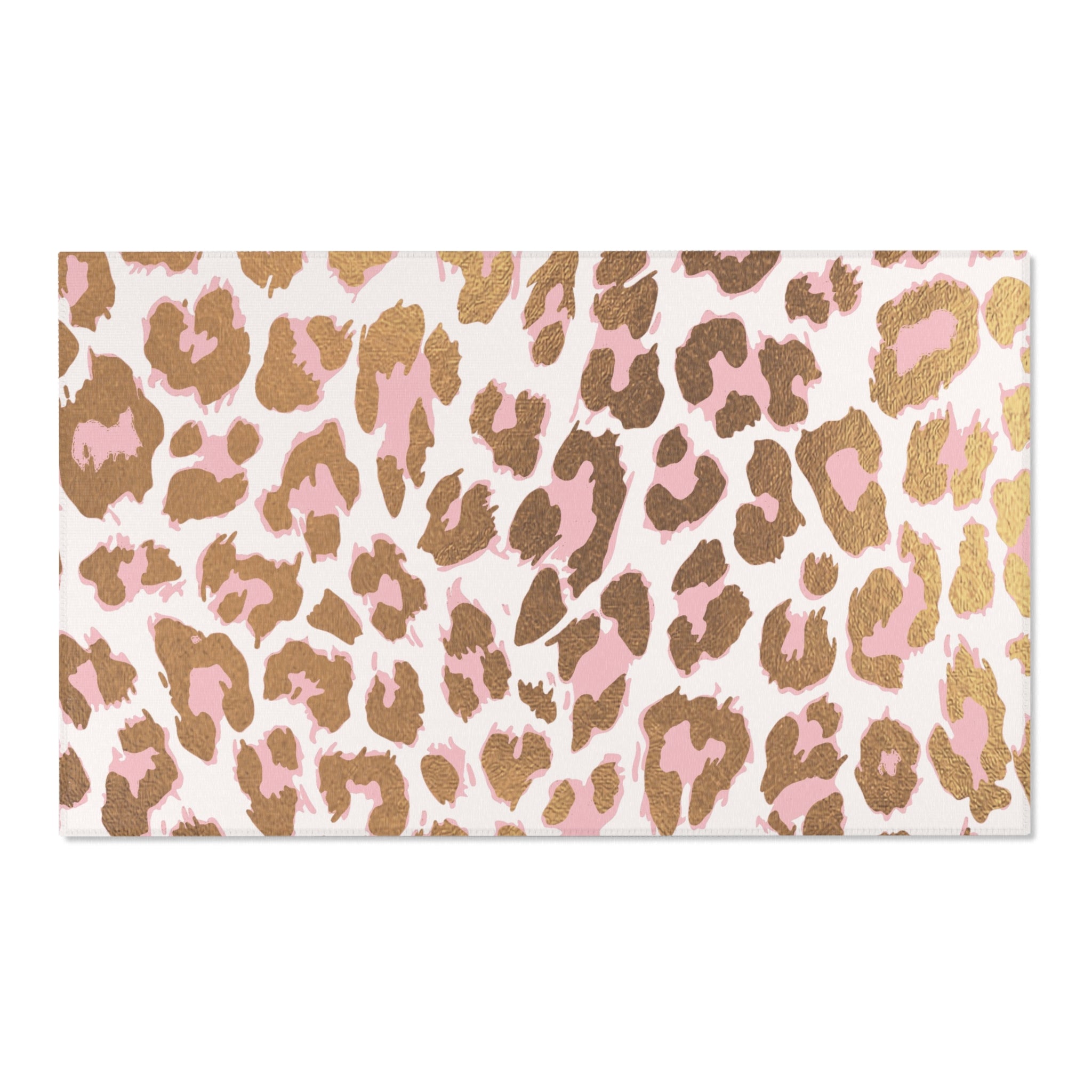 Boho Area Rug | Animal Skin Print, Pink White Brown