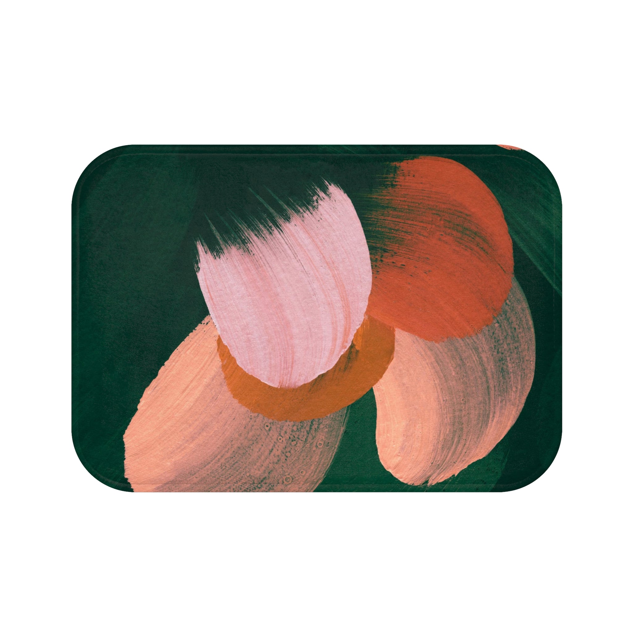 Abstract Bath Mat, Kitchen Mat | Forest Hunger Green, Pink Beige Mat