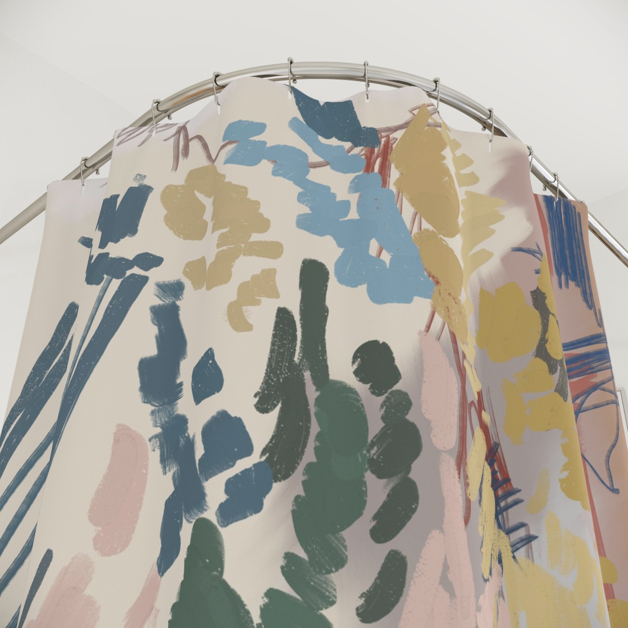 Boho Abstract Shower Curtain | Organic Watercolor