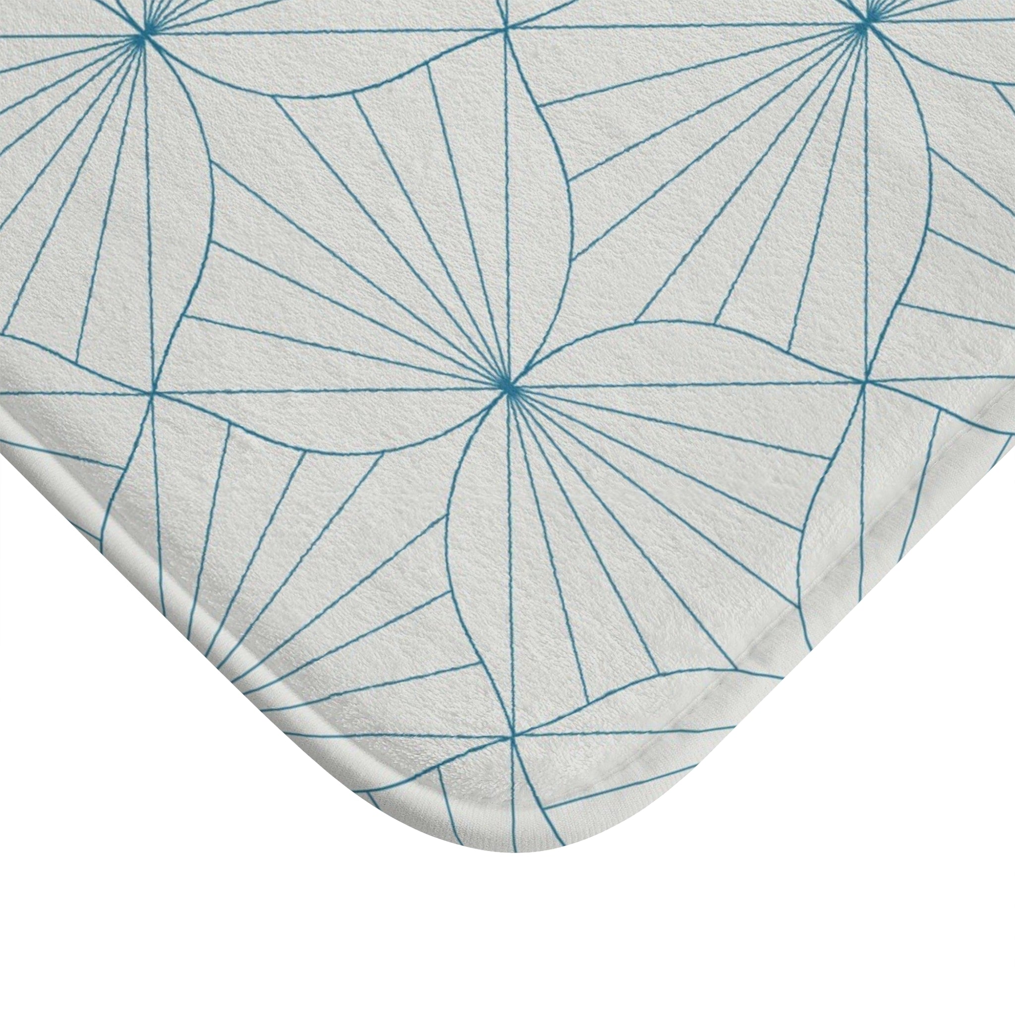 Boho Bath, Kitchen Mat | Art Deco Geometric Blue Grey