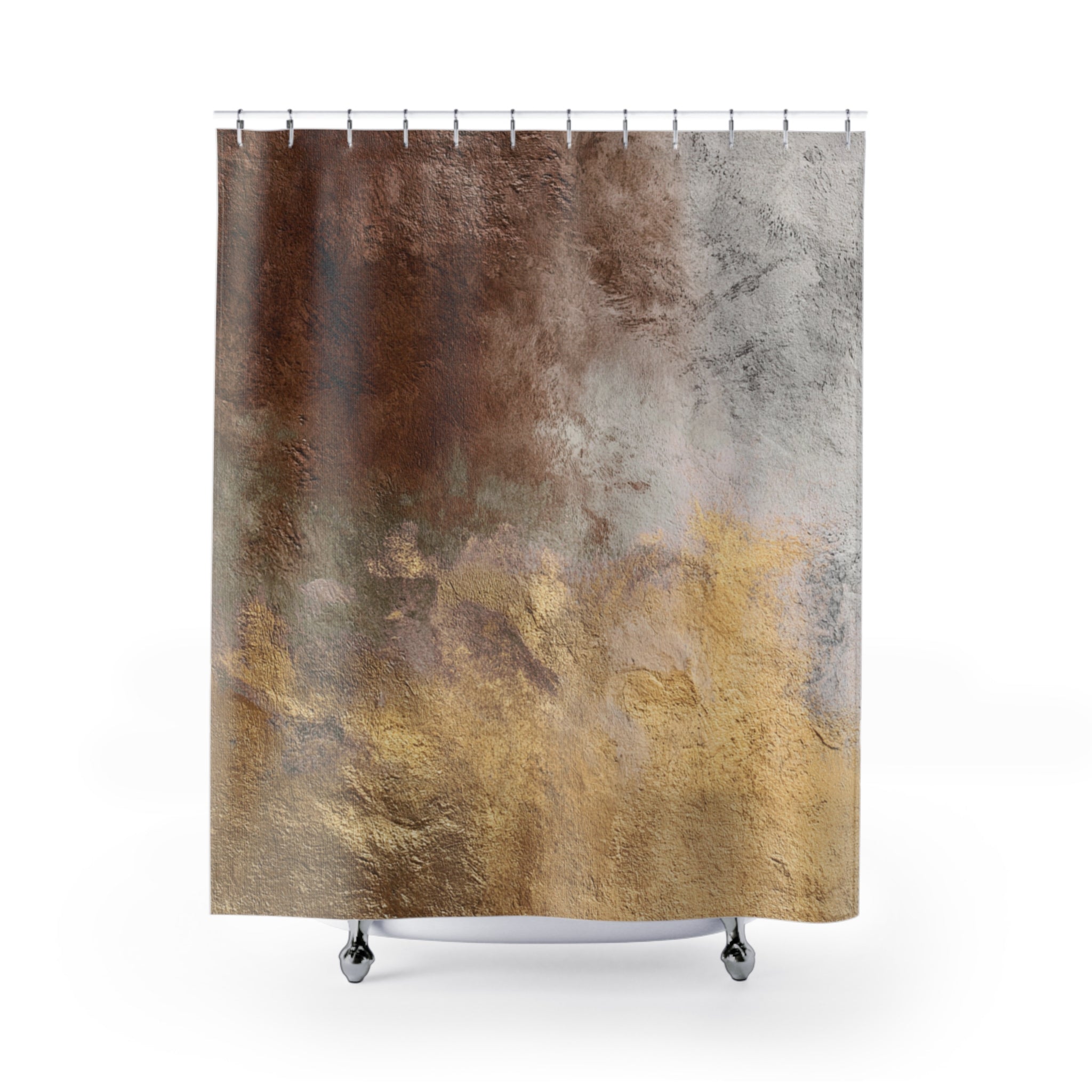 Abstract Texture Shower Curtain | Moody Earth Tone Bath Decor