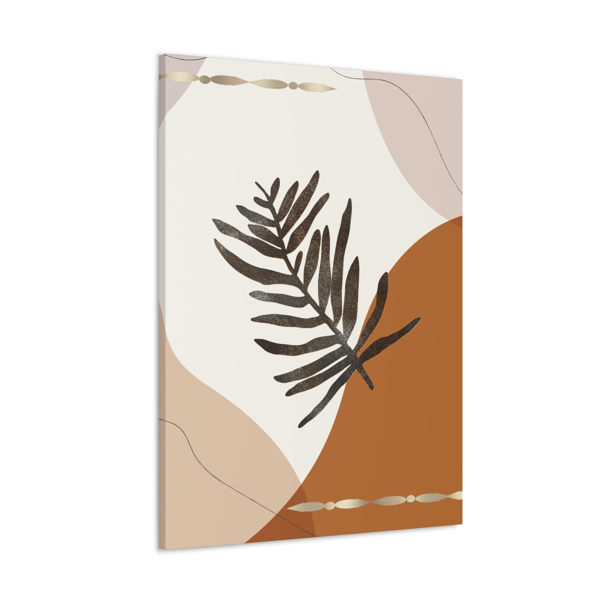Bohemian Canvas Wall Art | Rust Beige Brown Leaf