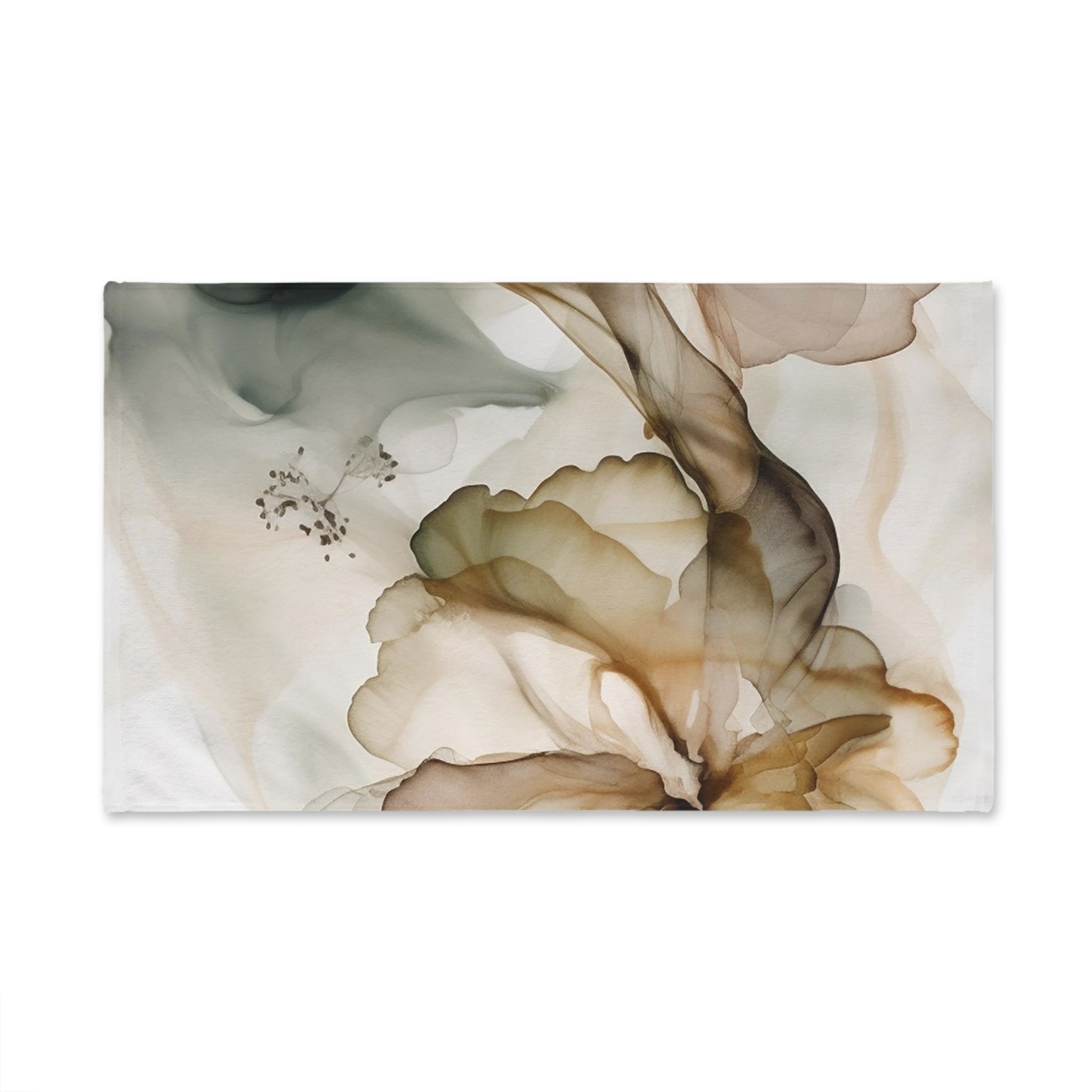 Abstract Kitchen, Bath Hand Towel | Brown Blush White Beige Blue Liquid Ink