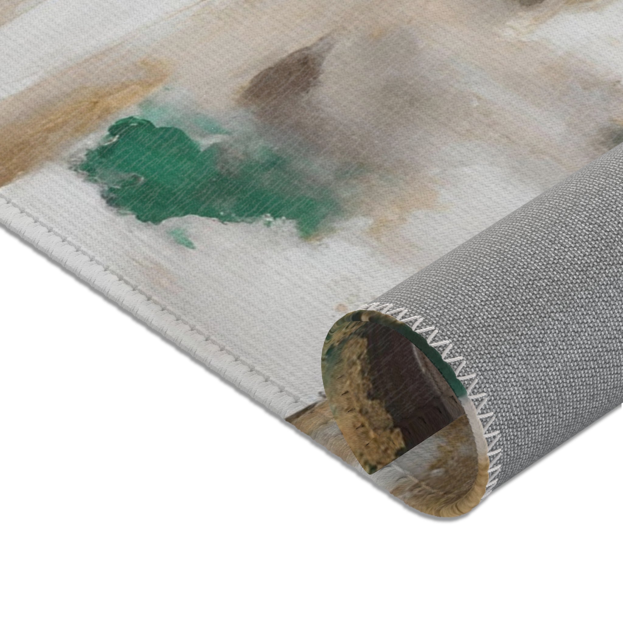 Abstract Large Area Rug | Green Brown Beige