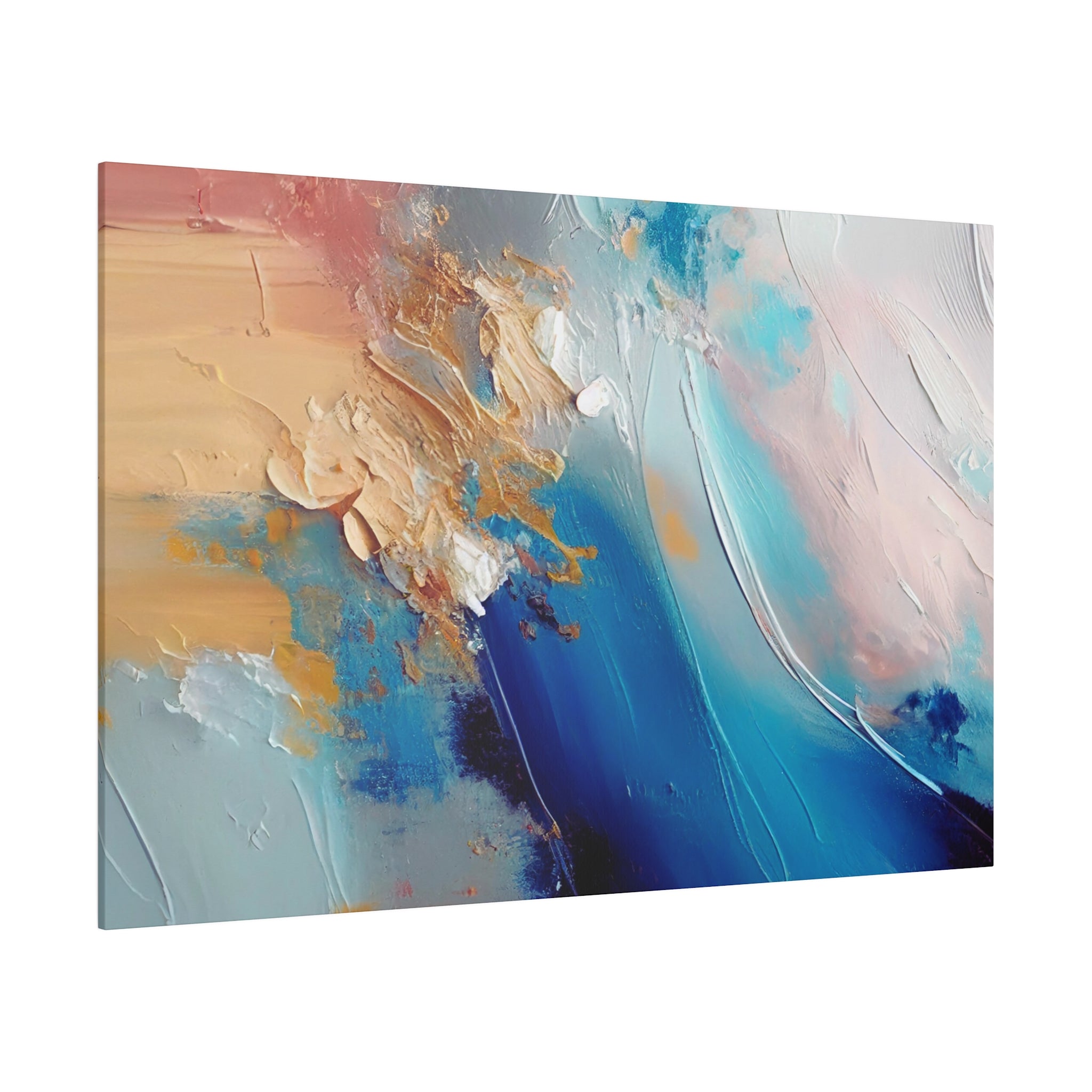Abstract Canvas Wall Art | Colorful Beige, Blue Turquoise Wall Artwork