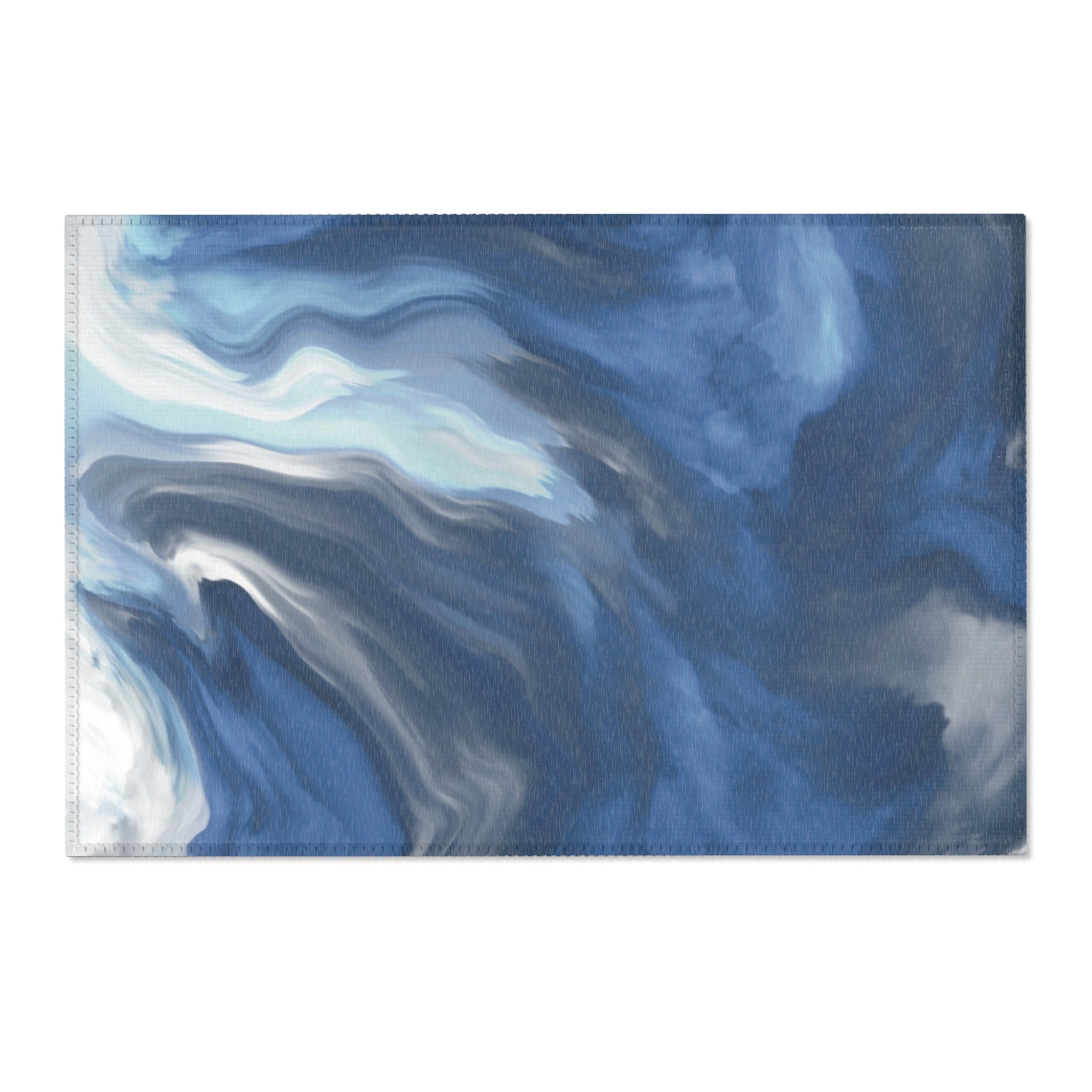 Abstract Area Rug | Blue Grey Watercolor Artsy Rug