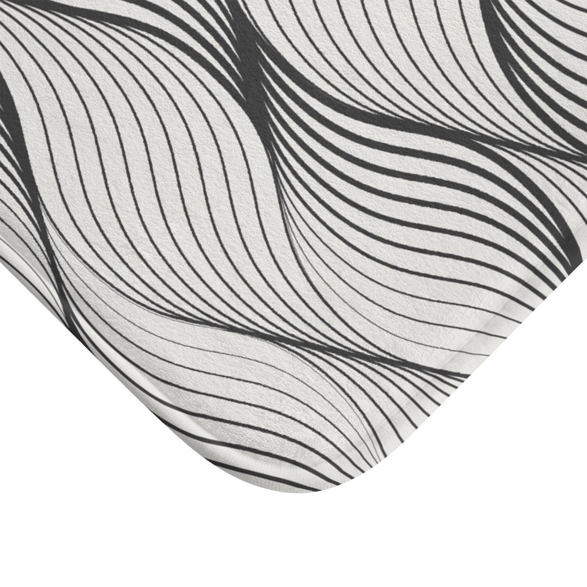 Charcoal Grey Wavy Line Bath Mat, Art Deco Bathroom Rug