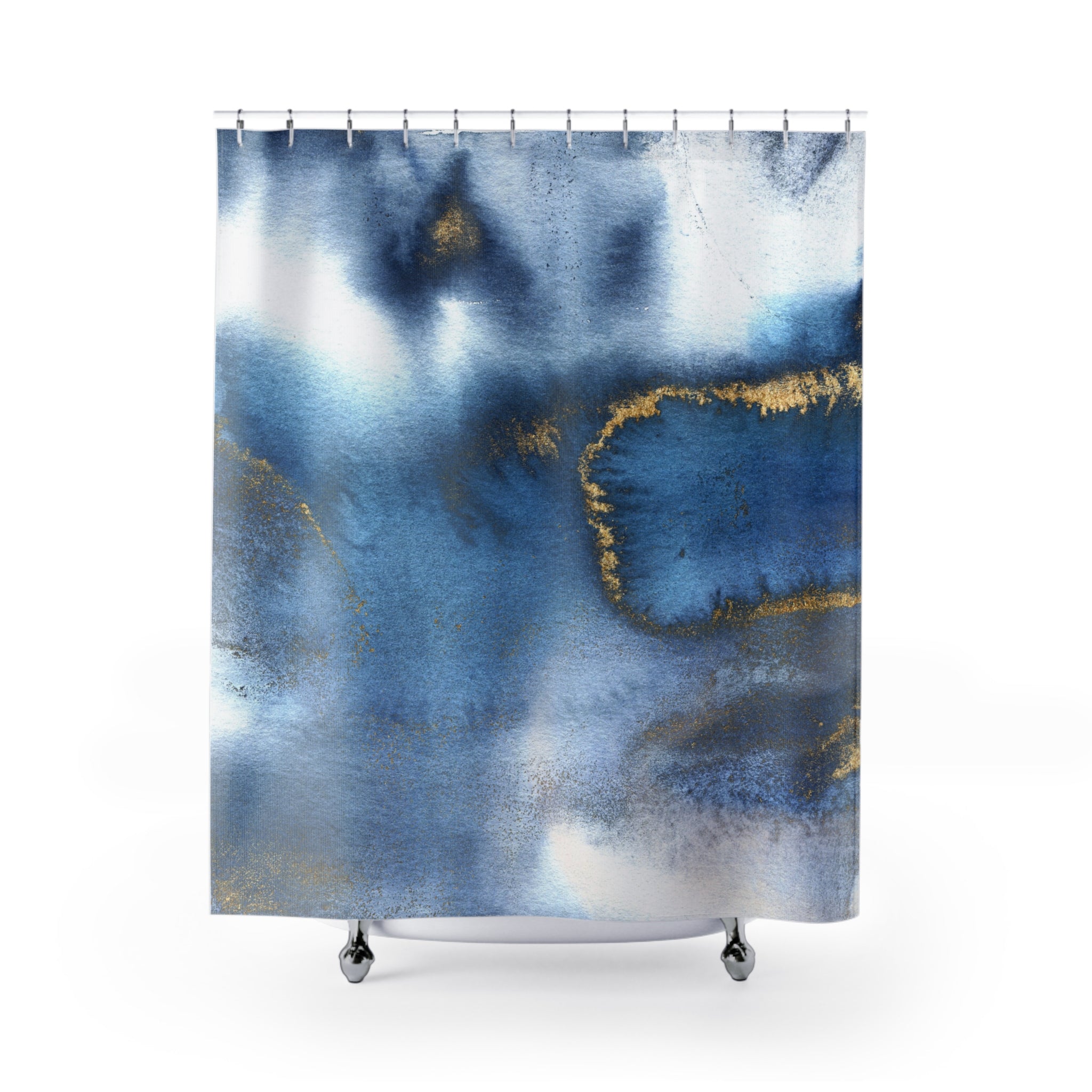 Abstract Boho Shower Curtain | Indigo Blue Ombre