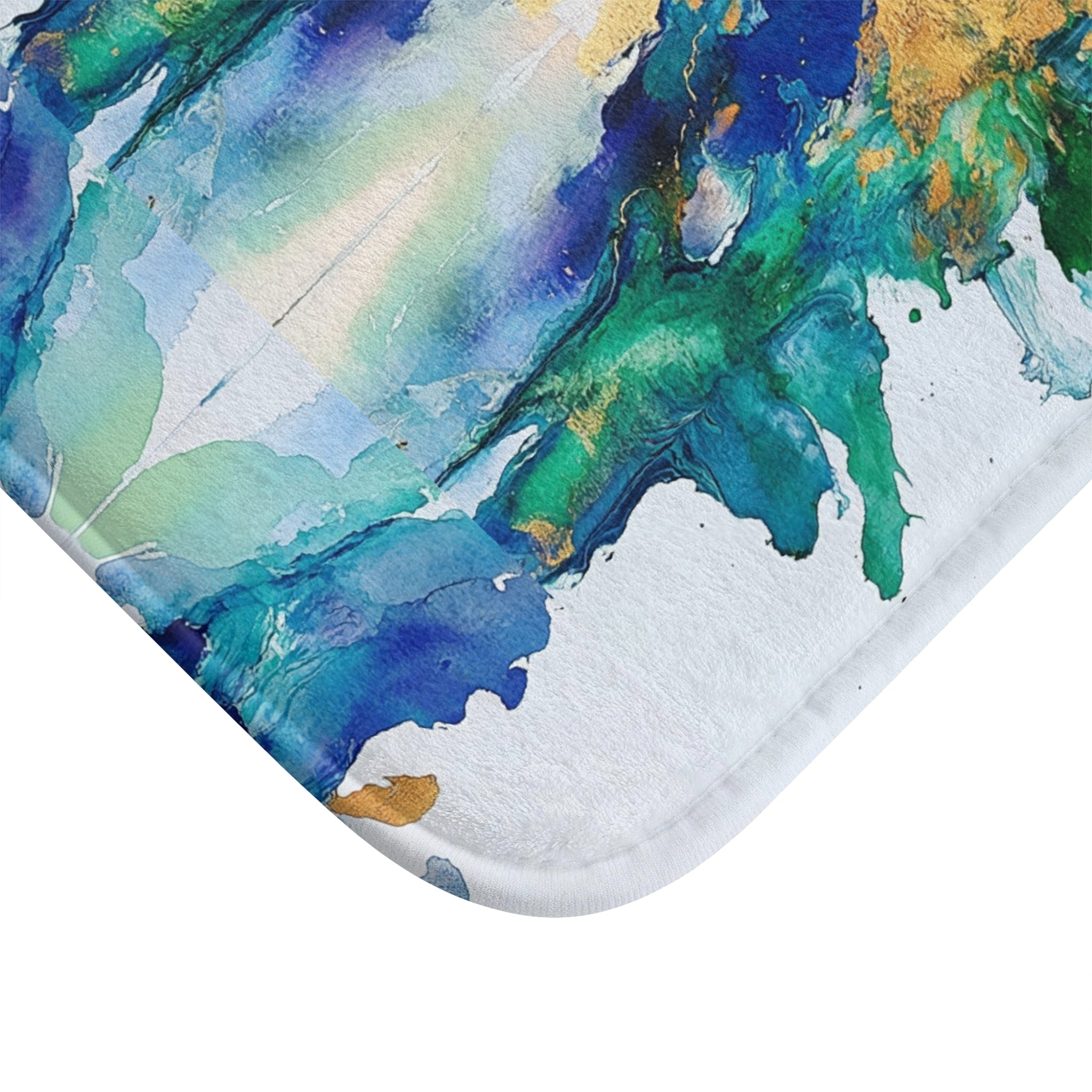 Colorful Bath Mat | Abstract Green Blue White Kitchen Mat