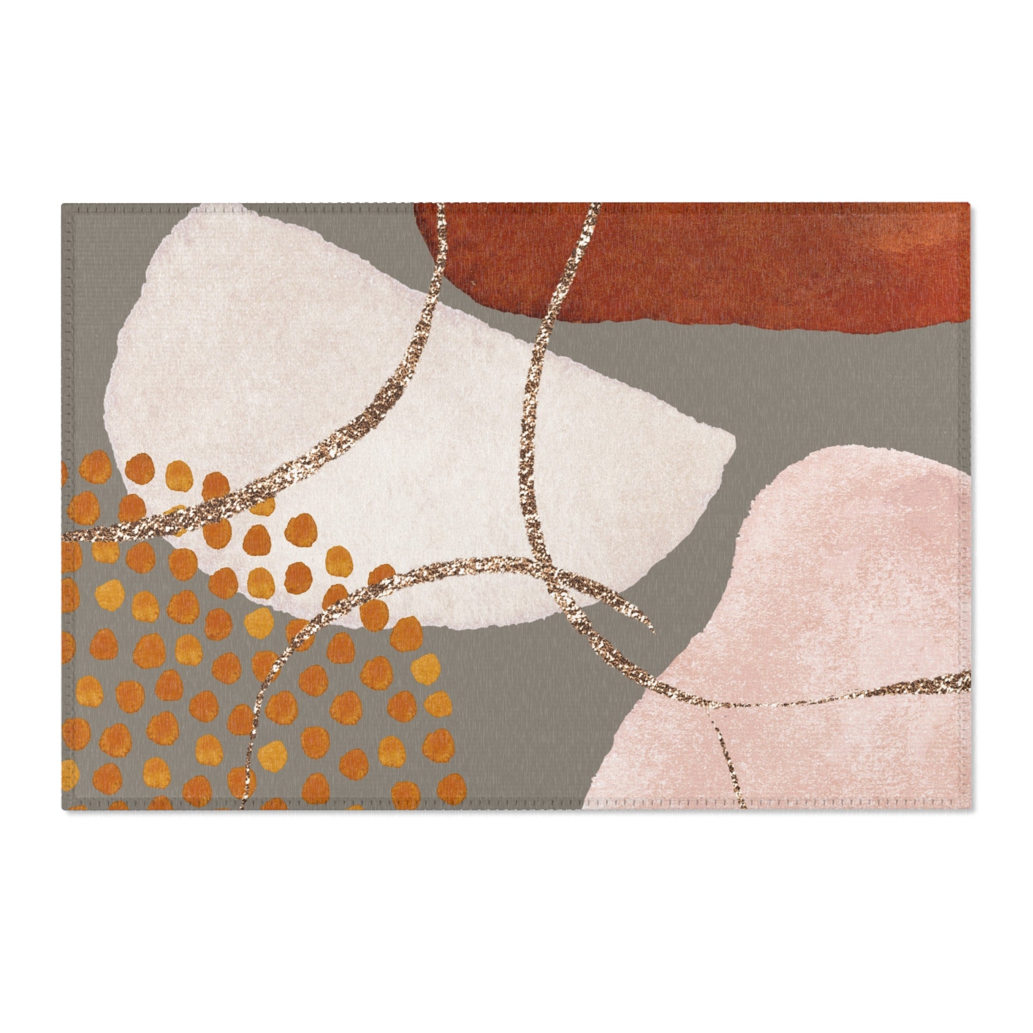 Abstract Area Rug | Watercolor Taupe Blush pink, Burnt Rust