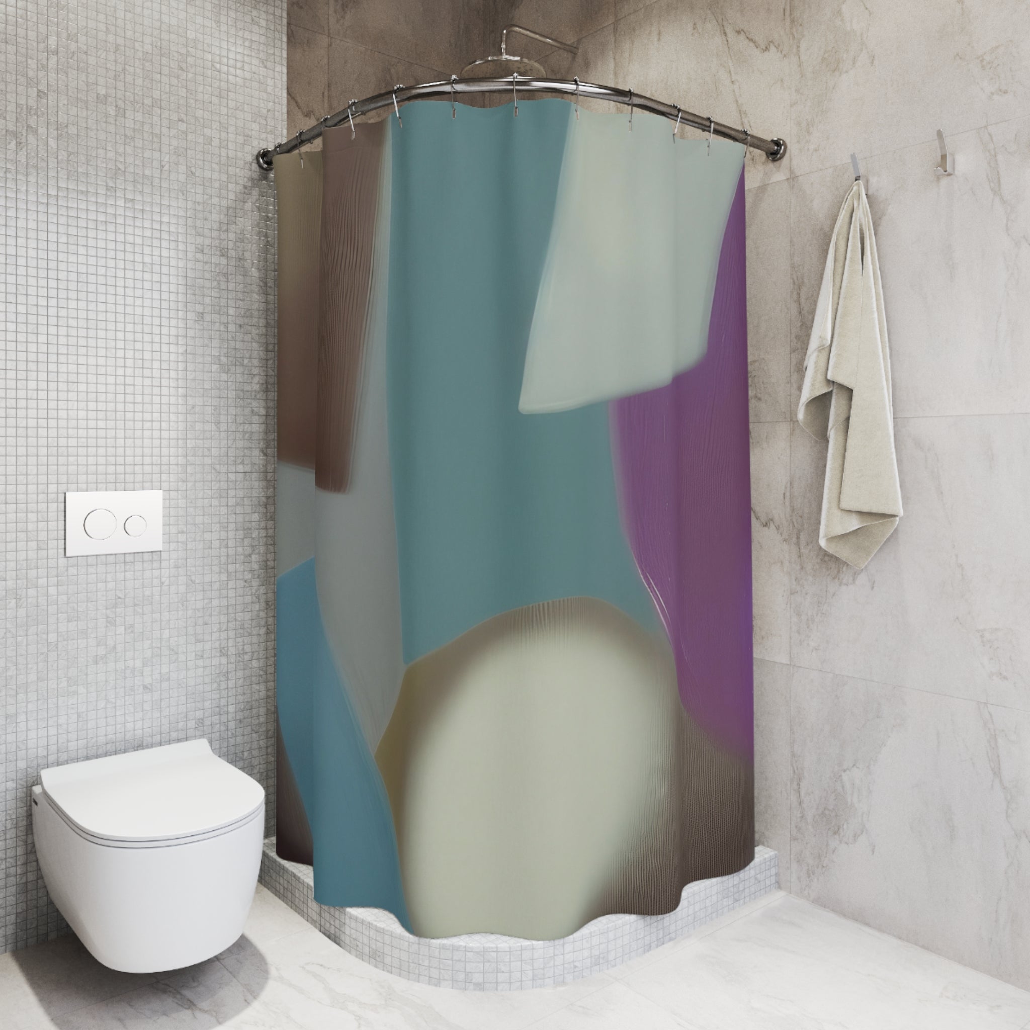 Boho Abstract Shower Curtain | Muted Colors Watercolor