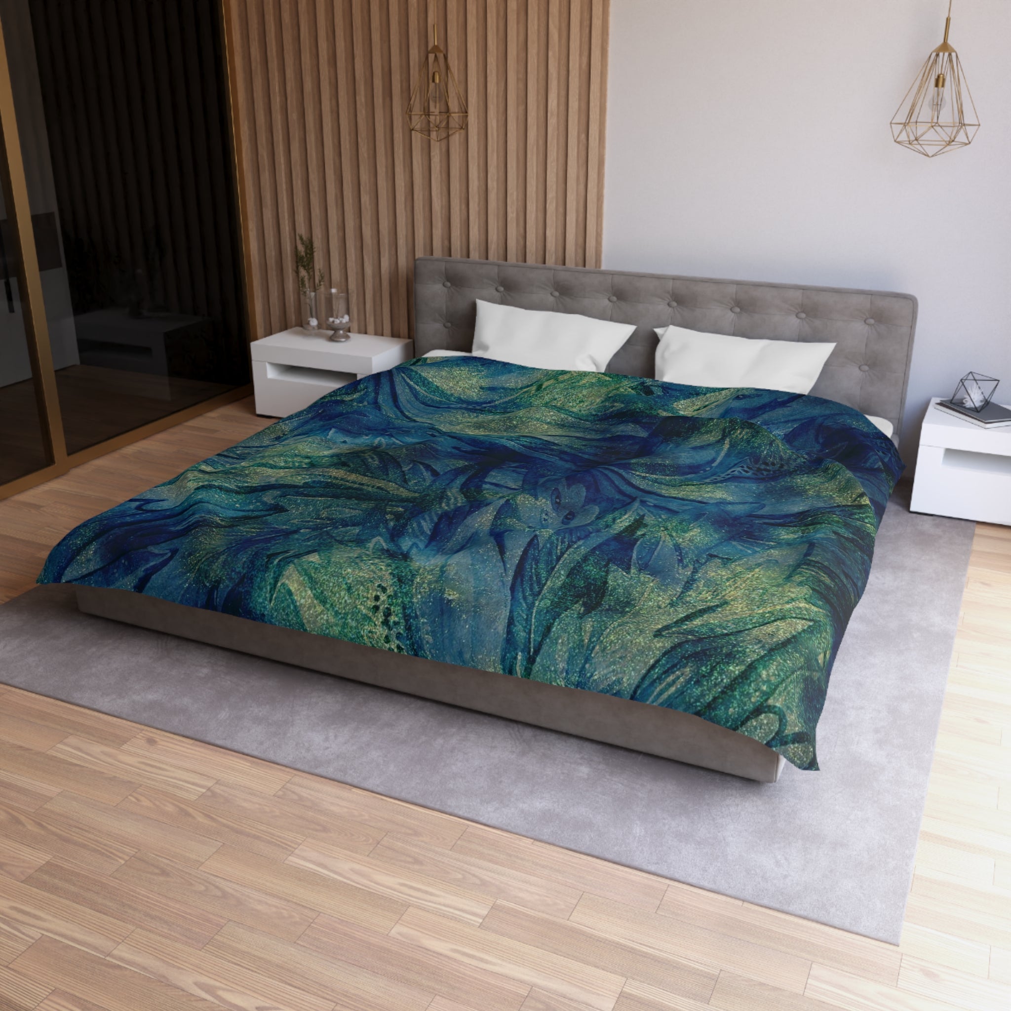 Abstract Duvet, Pillow Cover Set | Blue Green Bedroom Set