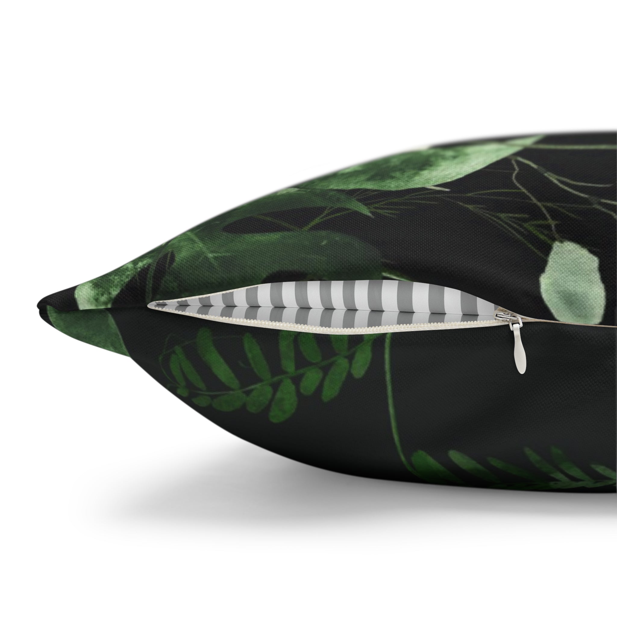 Black Floral Pillow Cover | Beige Sage Green Leaves