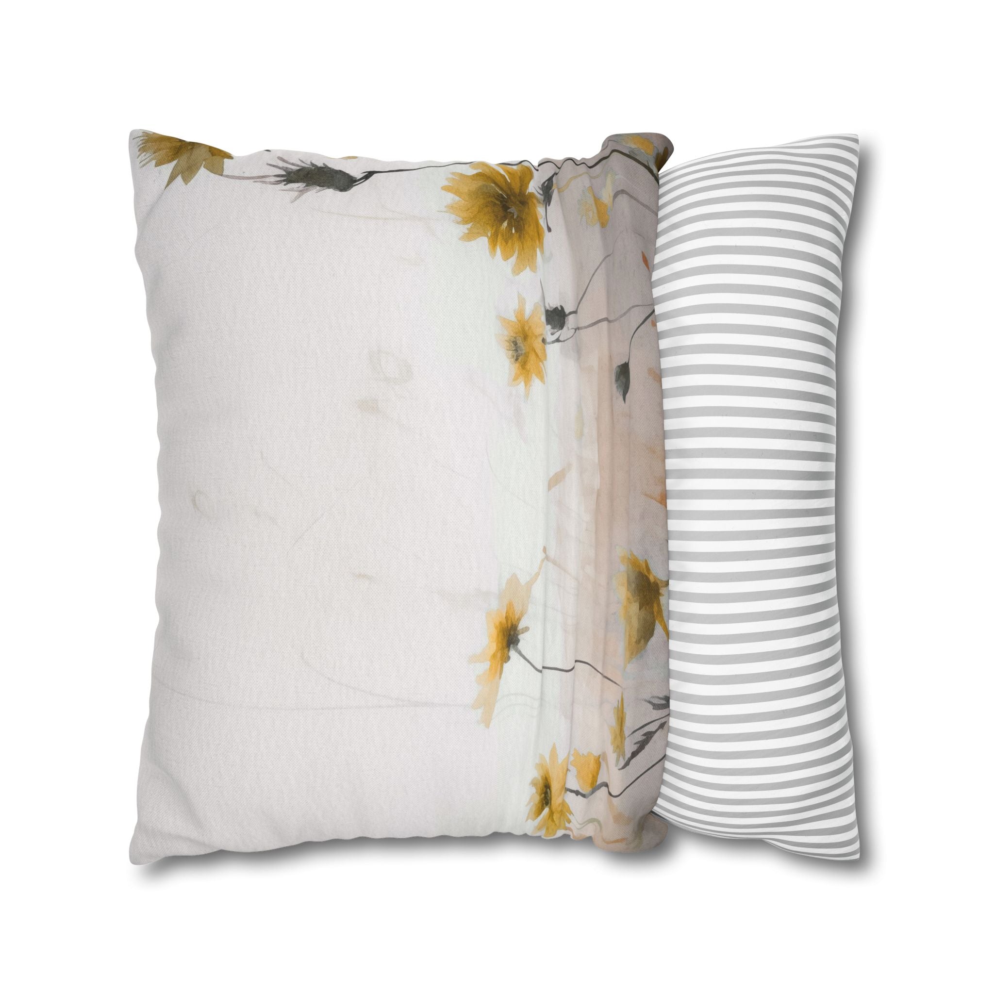 Floral Pillow Cover | Meadow Yellow Wildflowers Beige