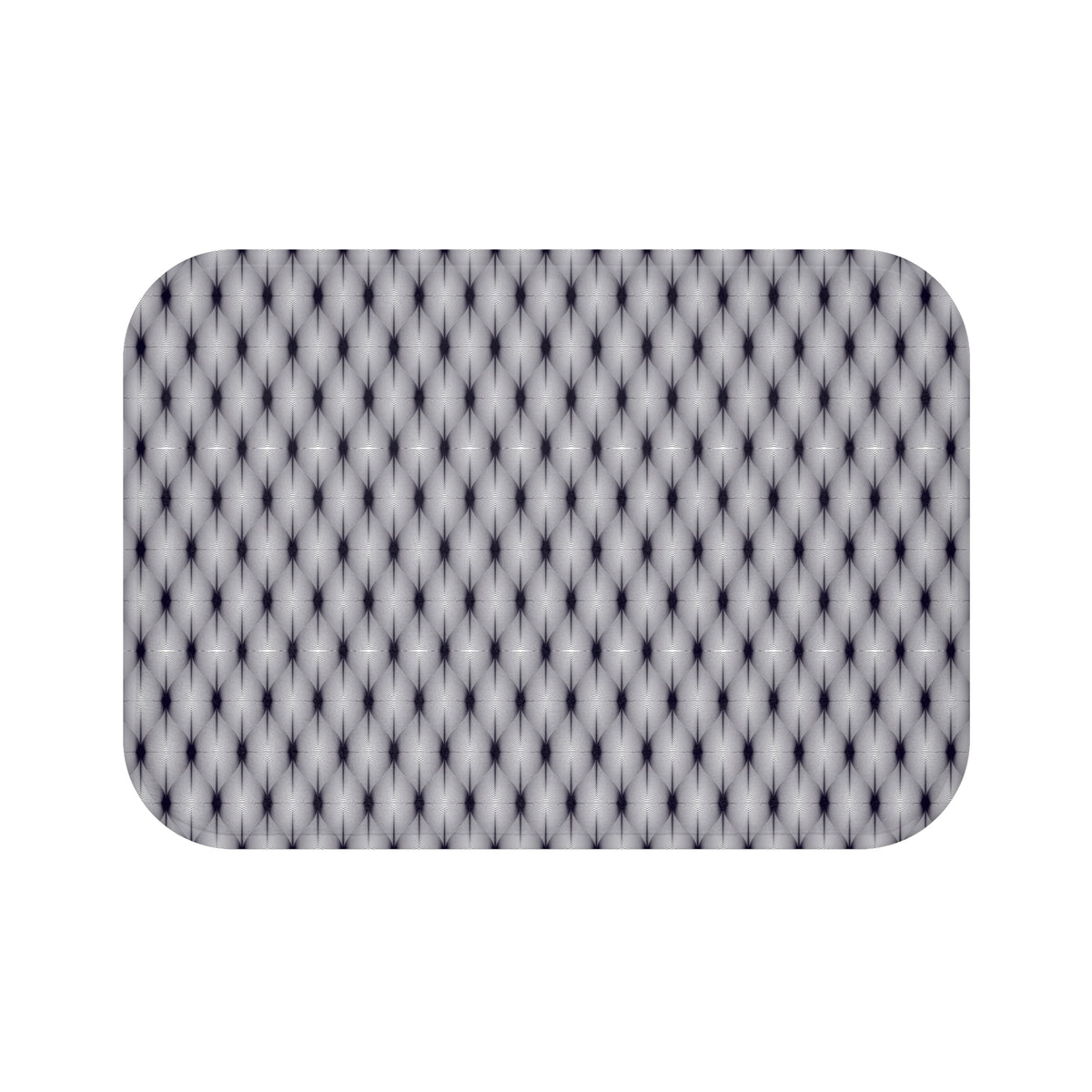 Navy White Deco Linework Bath Mat, Op Art Bathroom Rug
