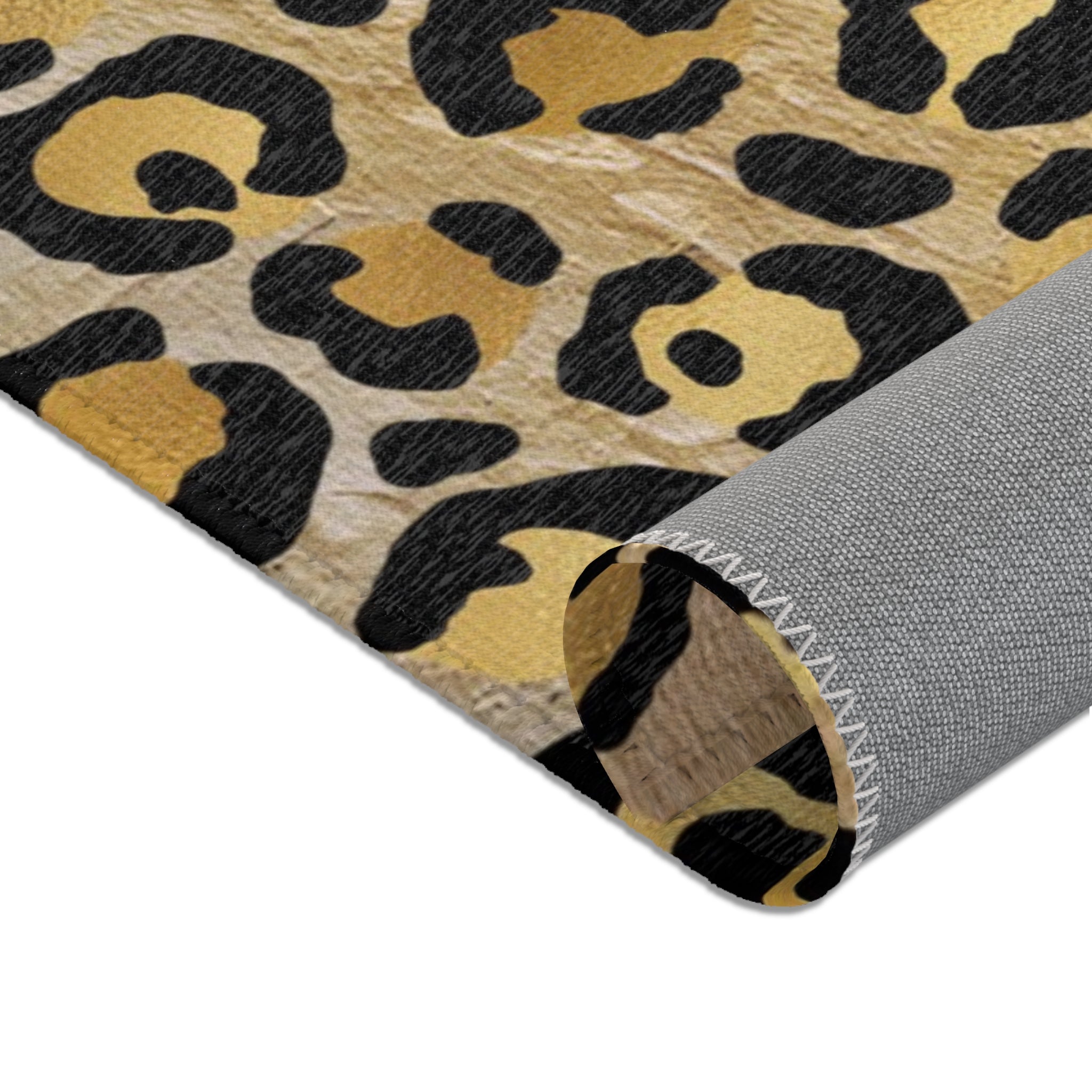 Beige Leopard Large Area Rug | Gold Beige, Black Animal Print