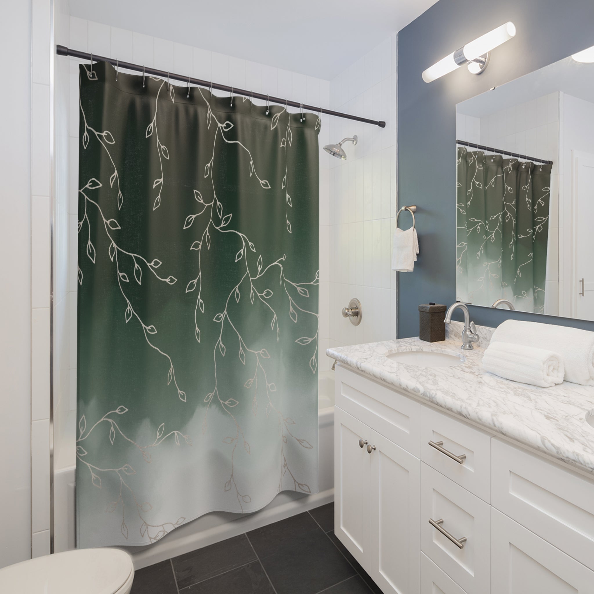 Green Shower Curtain | Ombre, Hygge Leaves