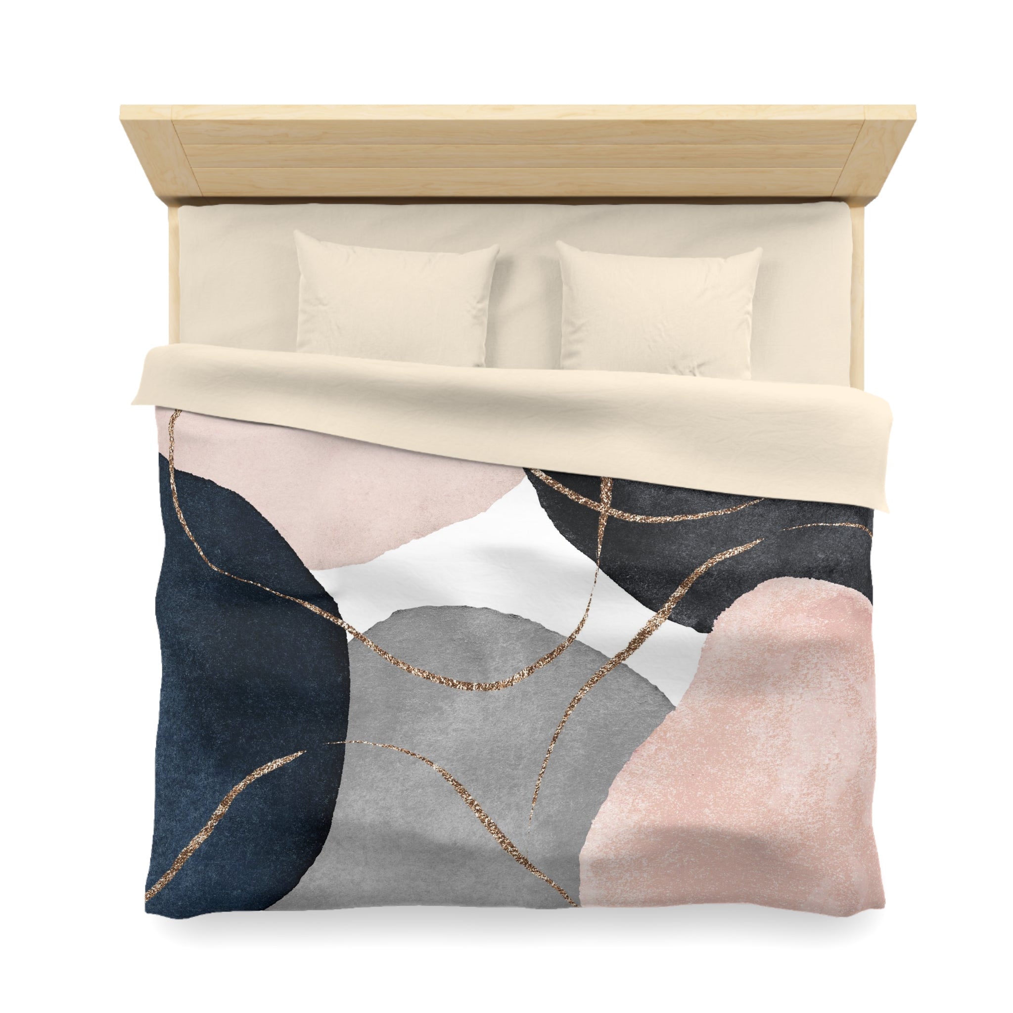 Abstract Duvet Cover | Grey, Blush Pink, Navy Blue White | Bedroom Decor