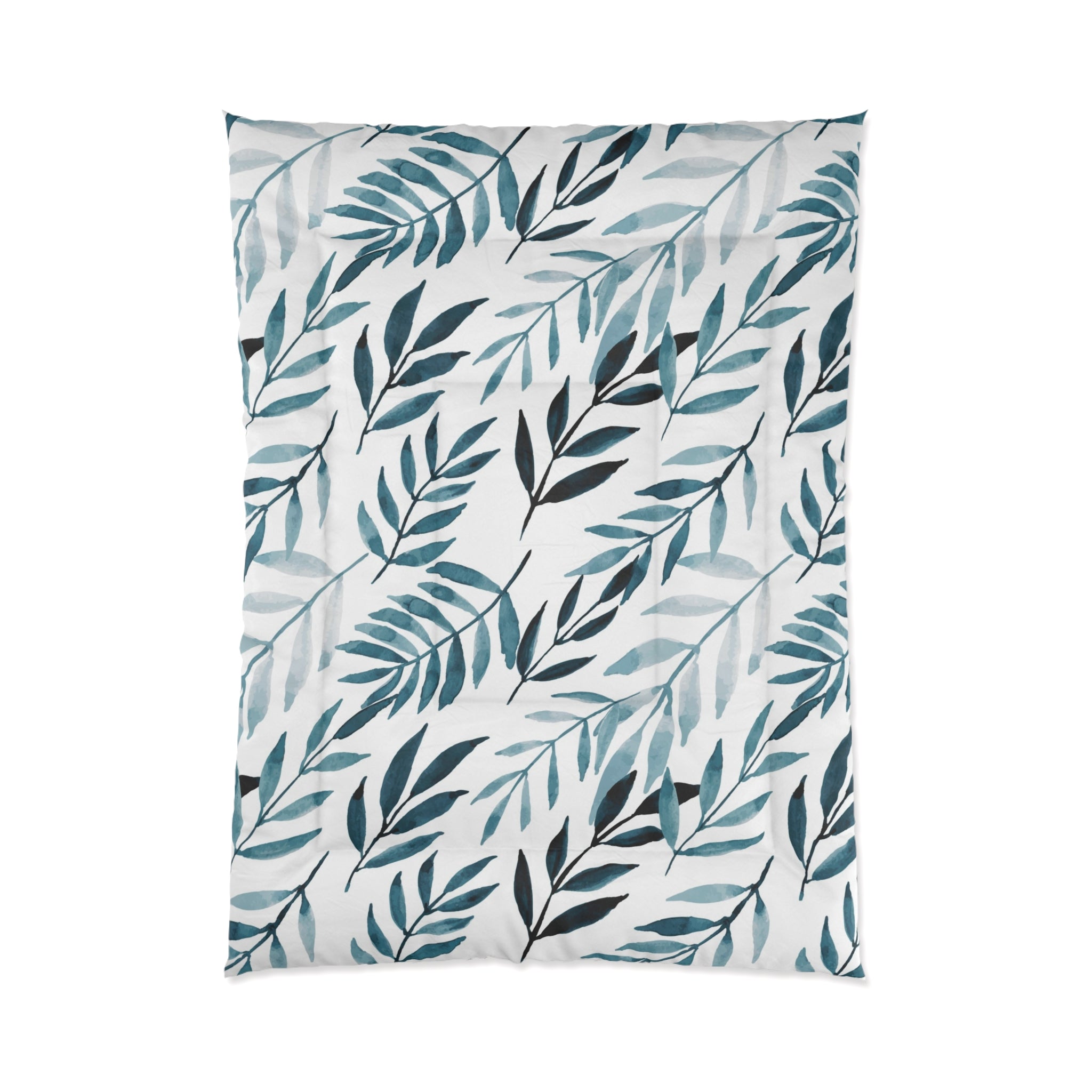 Bedding Comforter | Floral, Navy Denim Blue, White