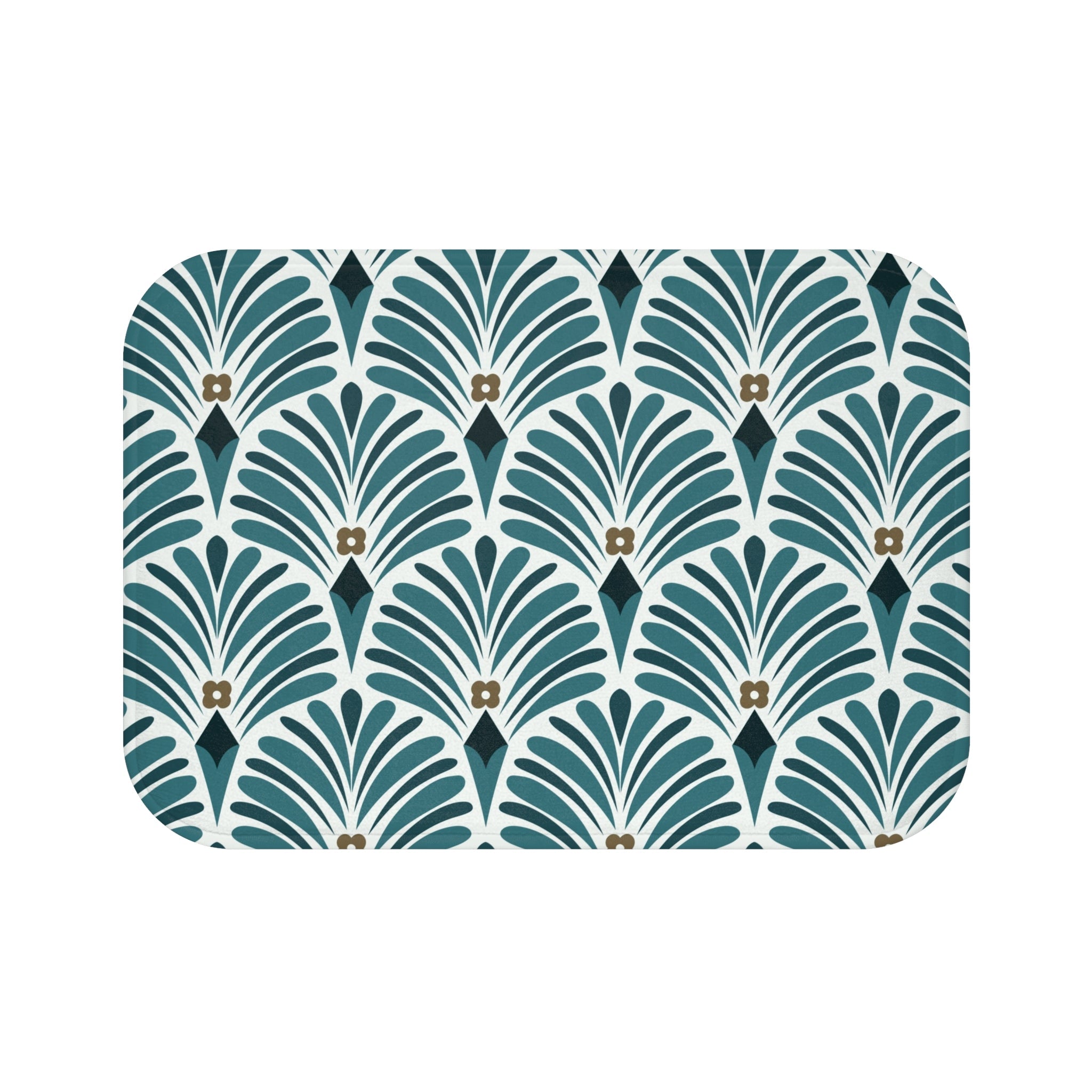 Boho Bath, Kitchen Mat | Art Deco Nouveau Teal Green