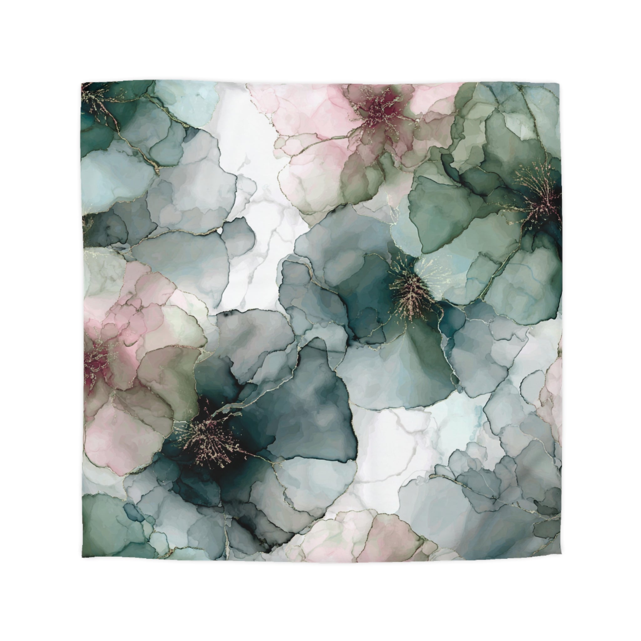 Floral Duvet, Pillow Cover | Green Pink Bedroom Decor