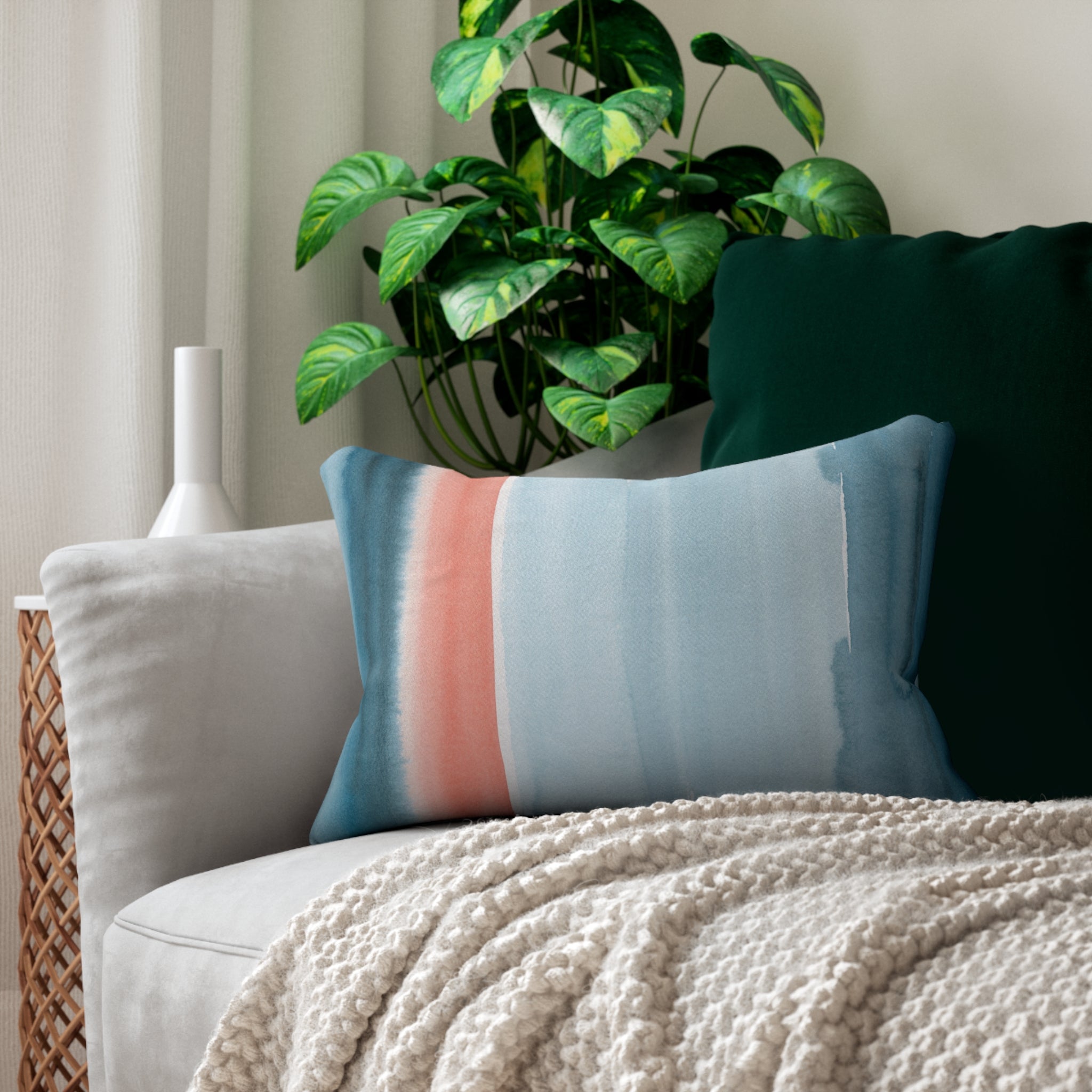 Abstract Blue Ombre Lumbar Pillow