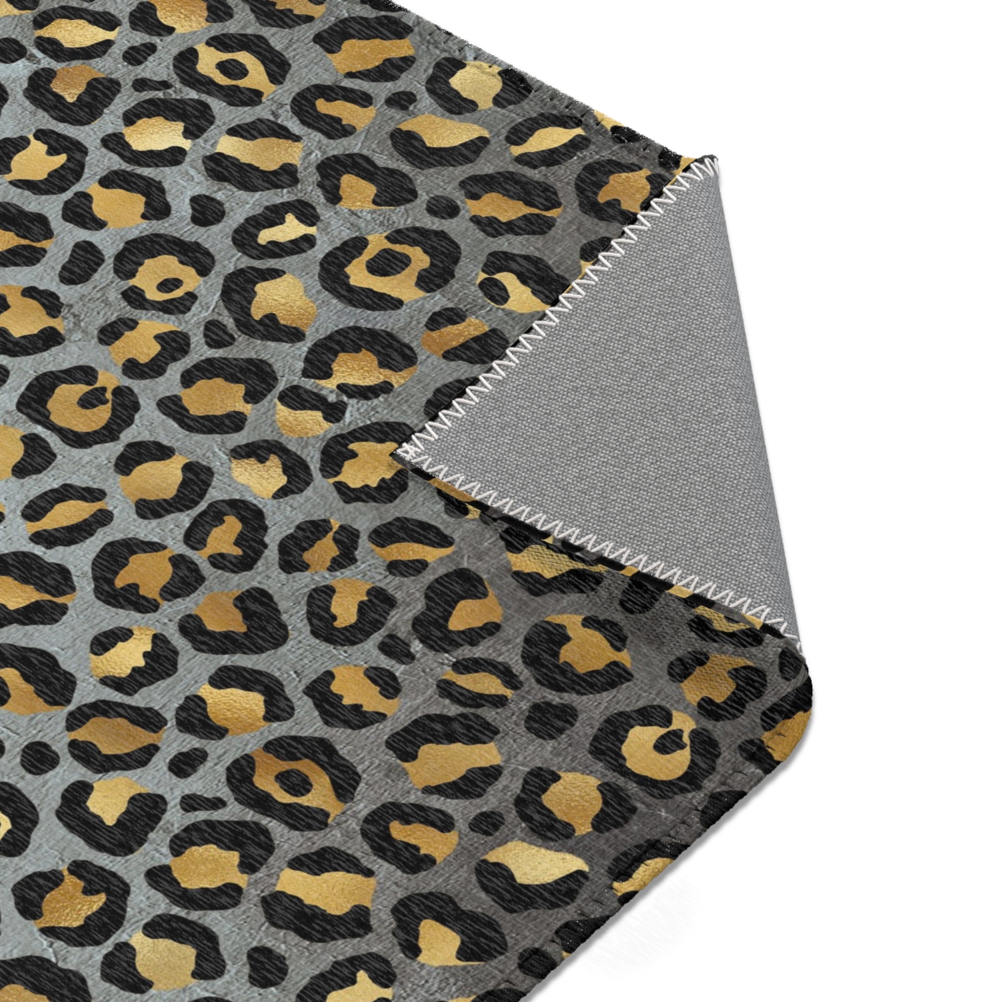 Large Area Rug | Grey Blue Black, Beige Leopard Animal Print