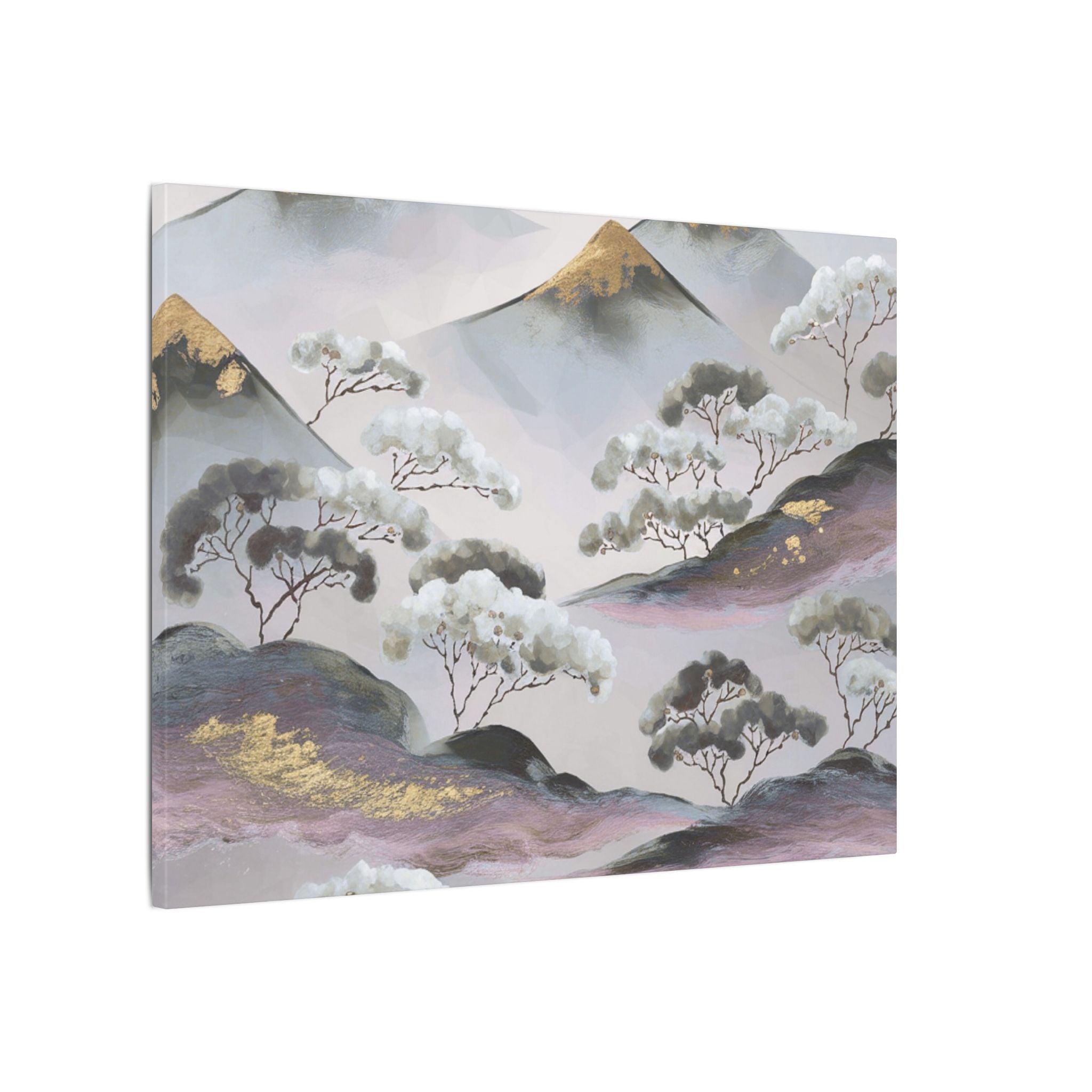 Abstract Nature Landscape Artwork | Canvas Wall Art | Grey Beige, lavender