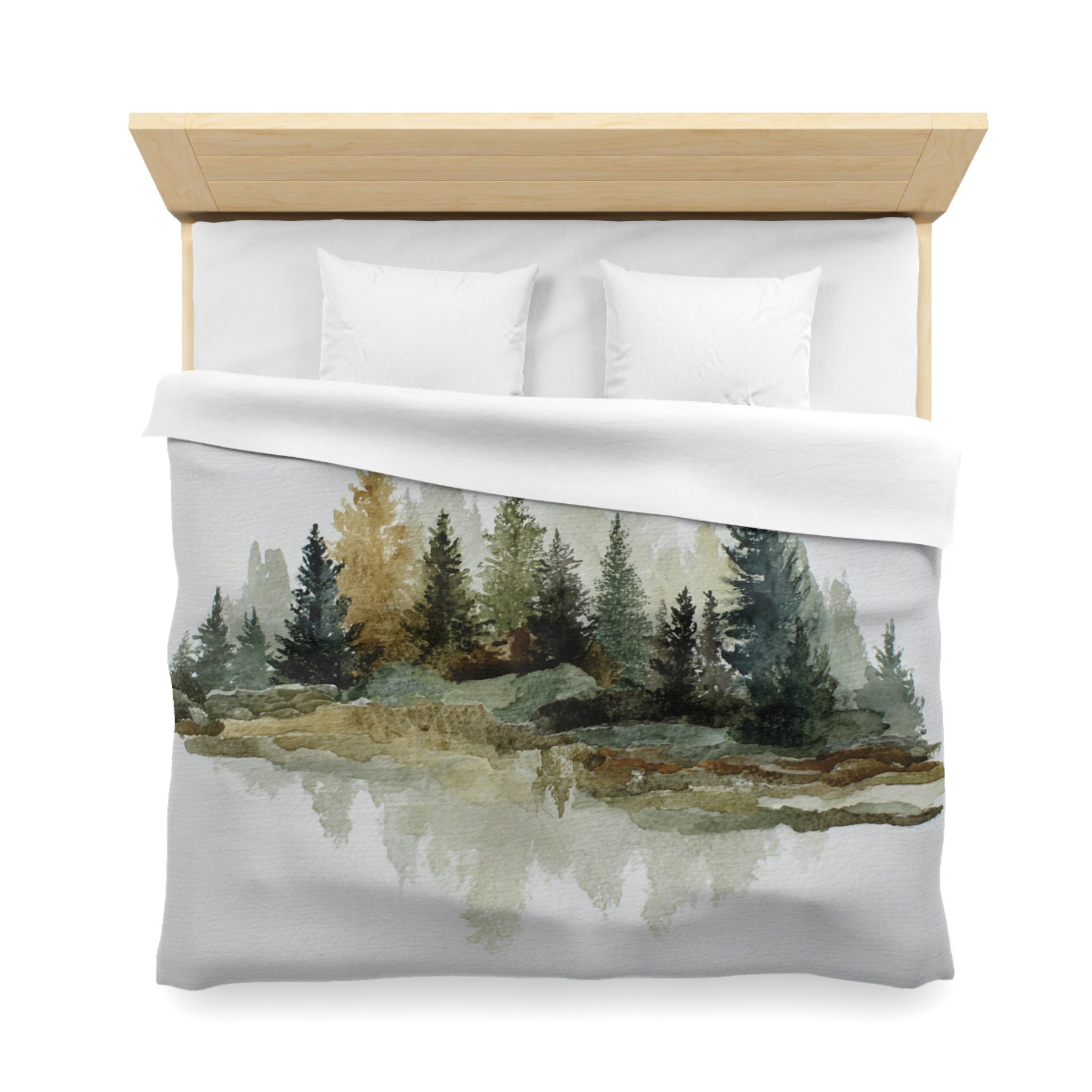Nature Duvet, Pillow Cover | White Green Bedroom Decor