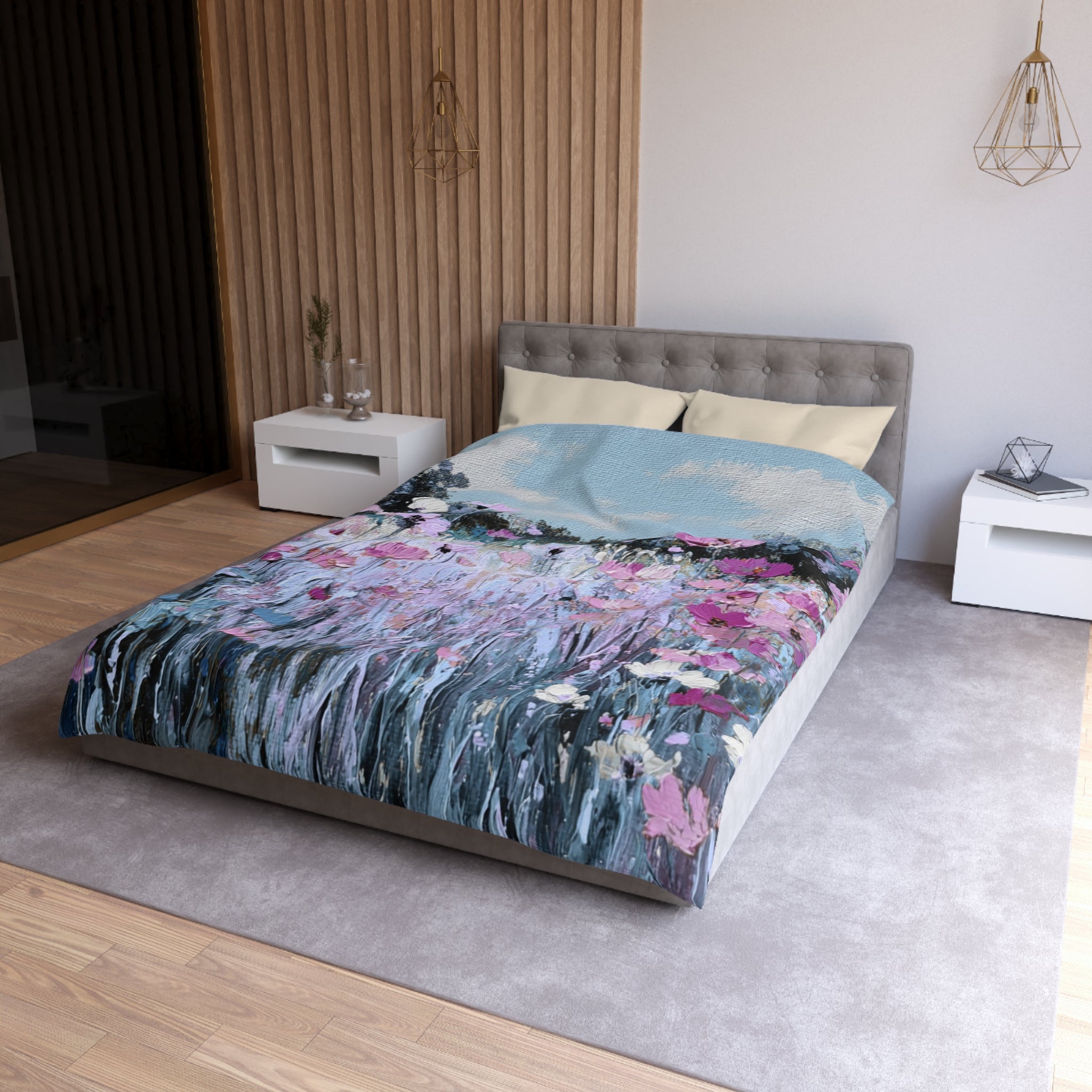 Floral Duvet, Pillow Cover | Blue Purple Bedroom Decor