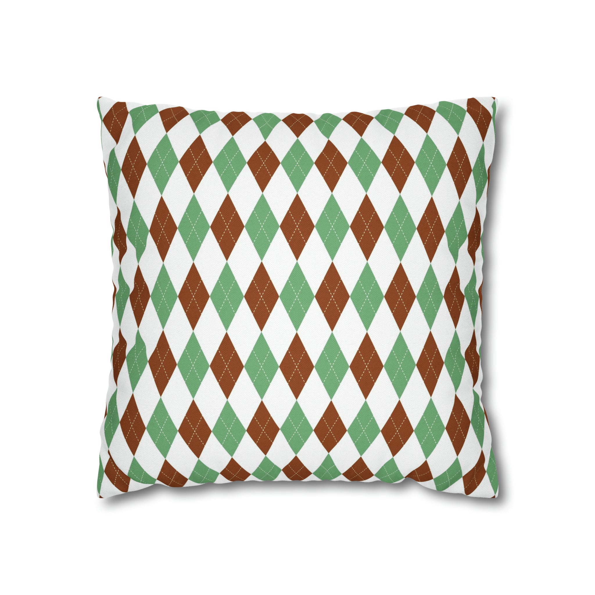 Argyle Pillow Cover | Diamond Checkered, Sage Green Brown