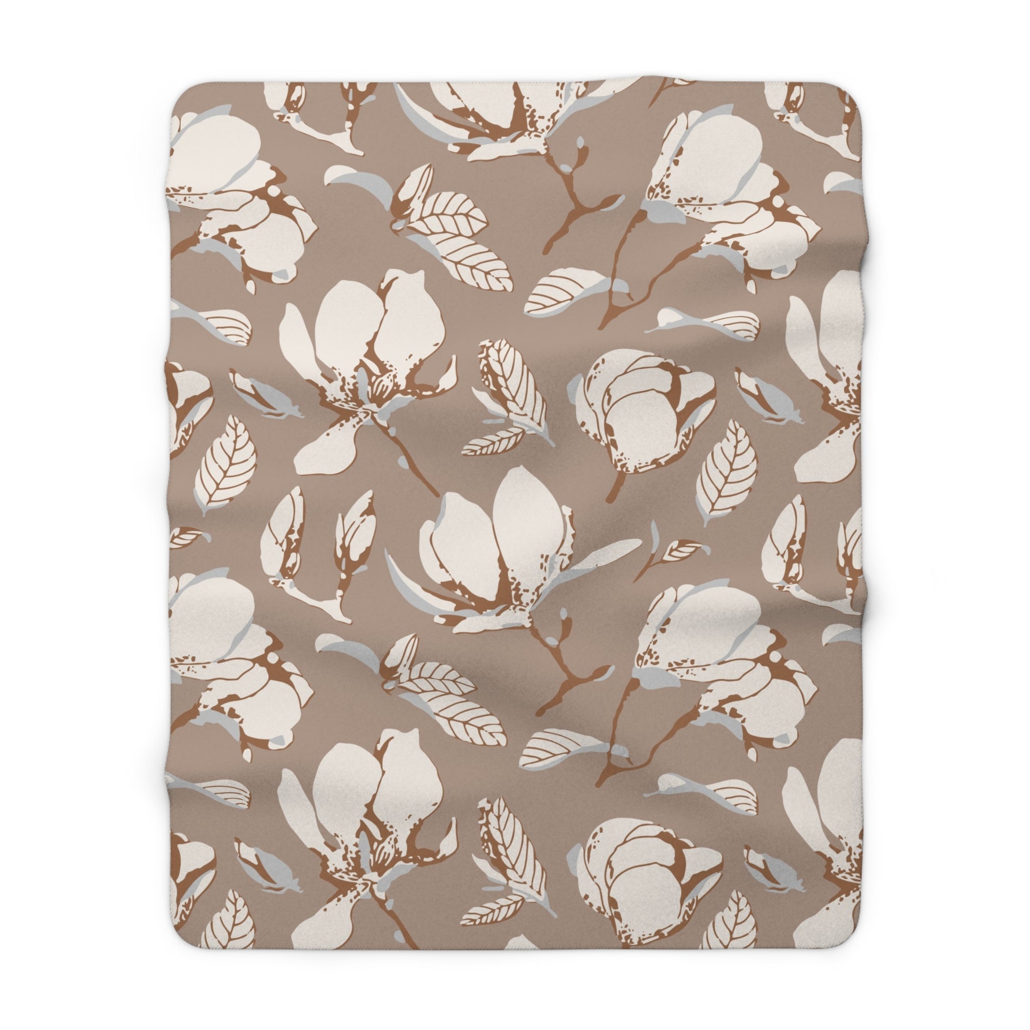 Floral Throw Blanket | Beige Cream Magnolias
