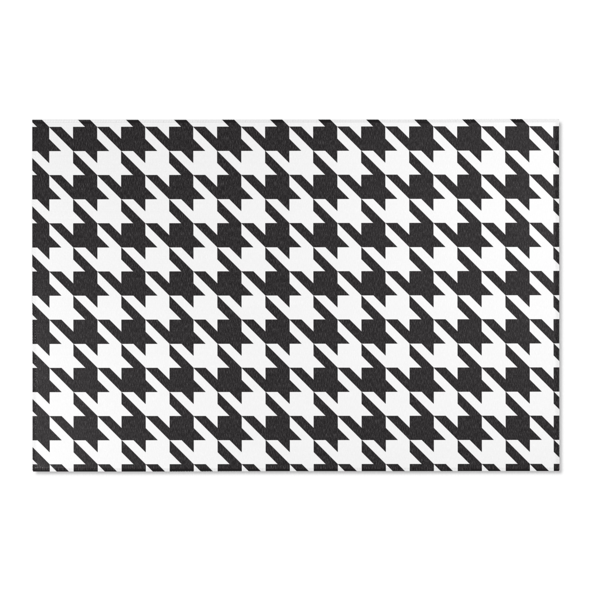 Large Area Rug | Black White Houndstooth
