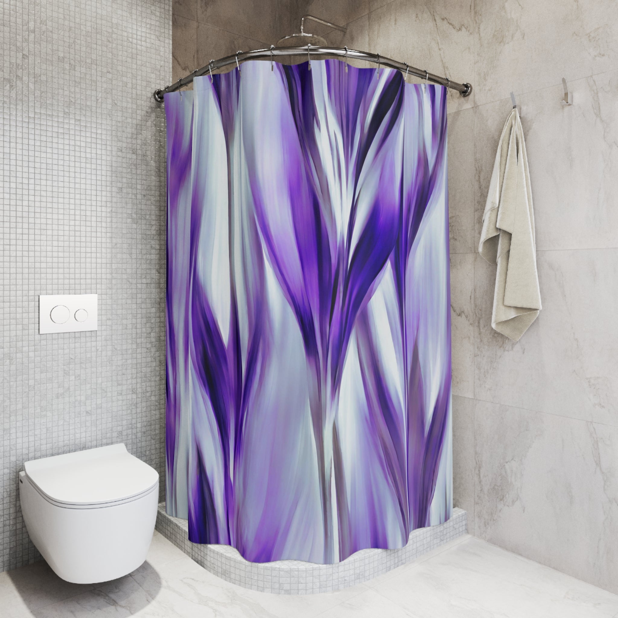 Boho Shower Curtain | Purple Blue Watercolor Abstract