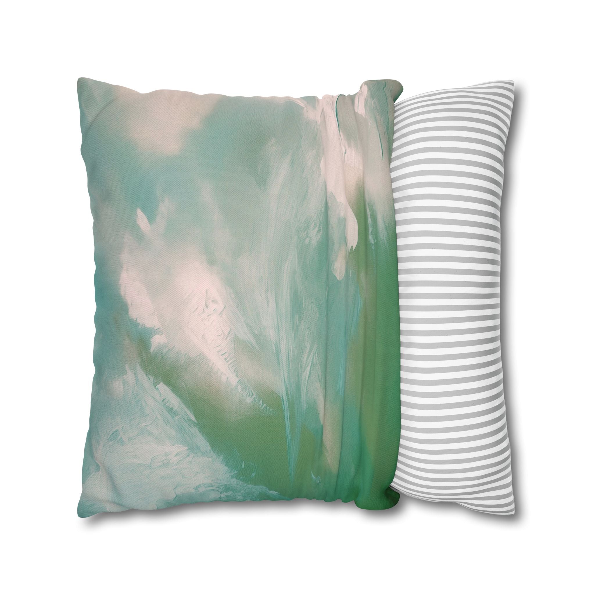 Abstract Green Pillow Cover | Sage Green Blush Ombre