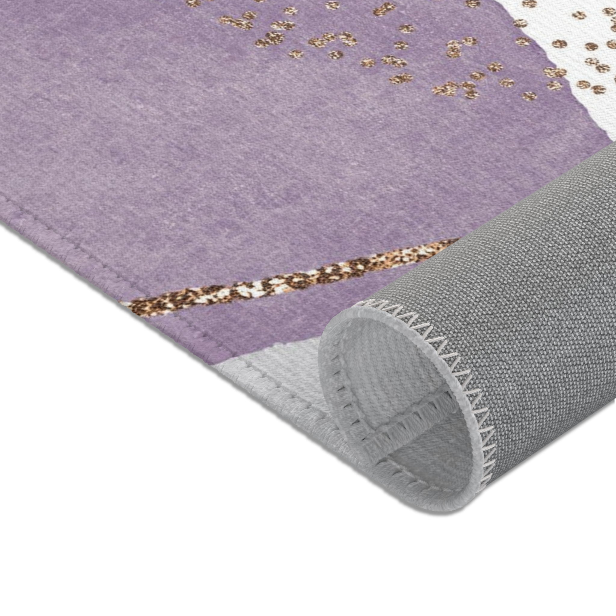 Abstract Boho Area Rug | Modern Black Lavender Purple, Grey Bathroom