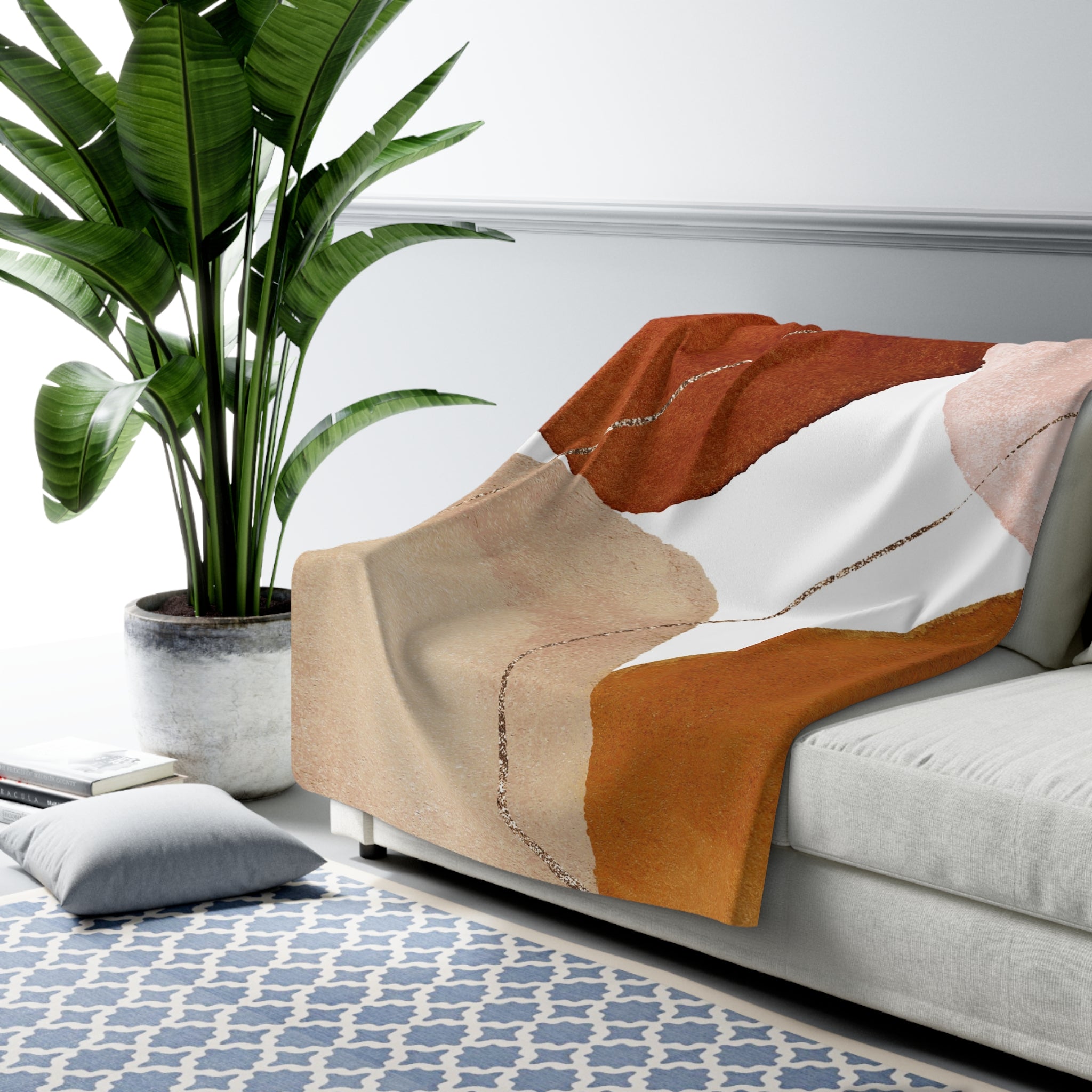 Comfy Blanket | Rust Beige, Blush Pink Watercolor