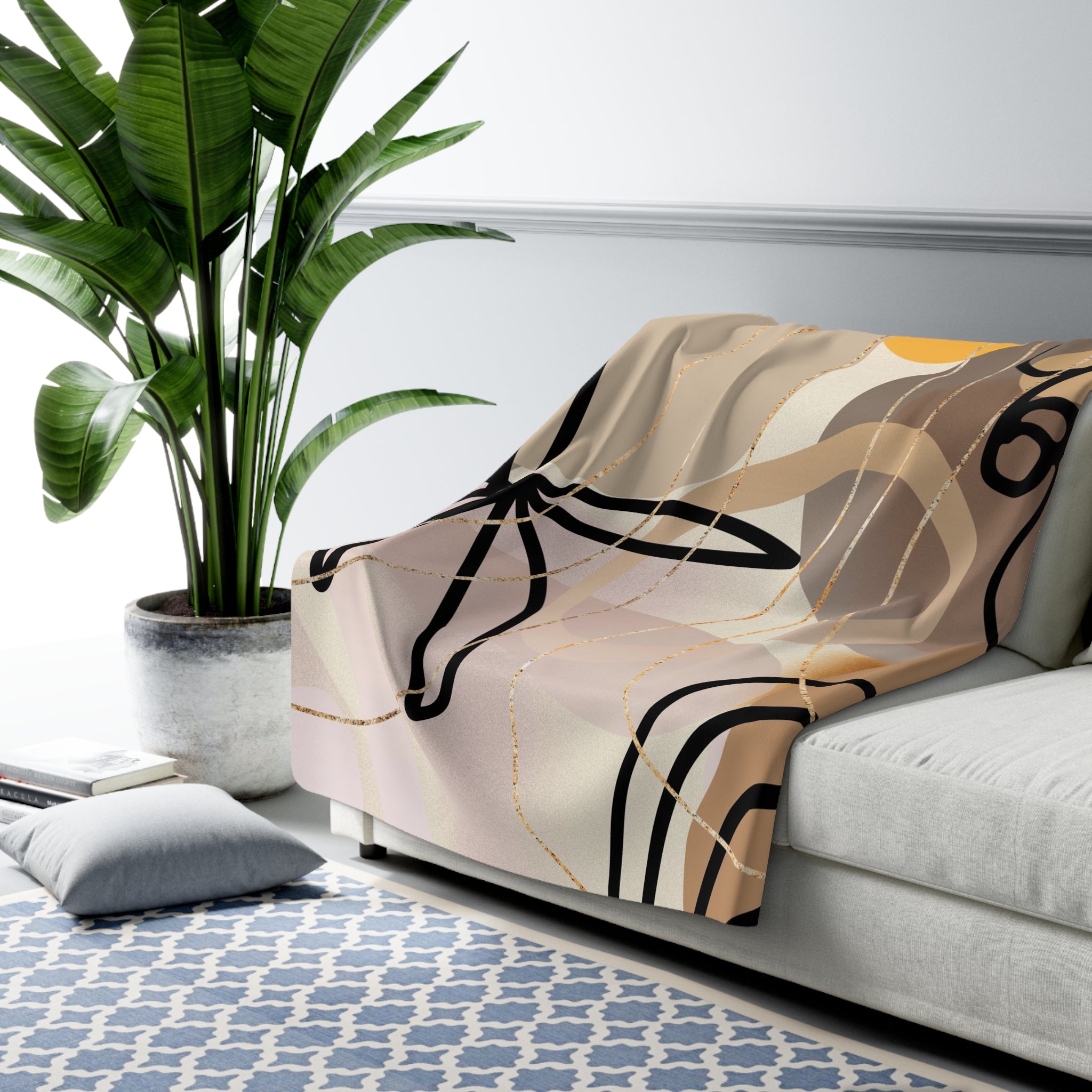 Bohemian Throw Blanket | Beige Brown Black