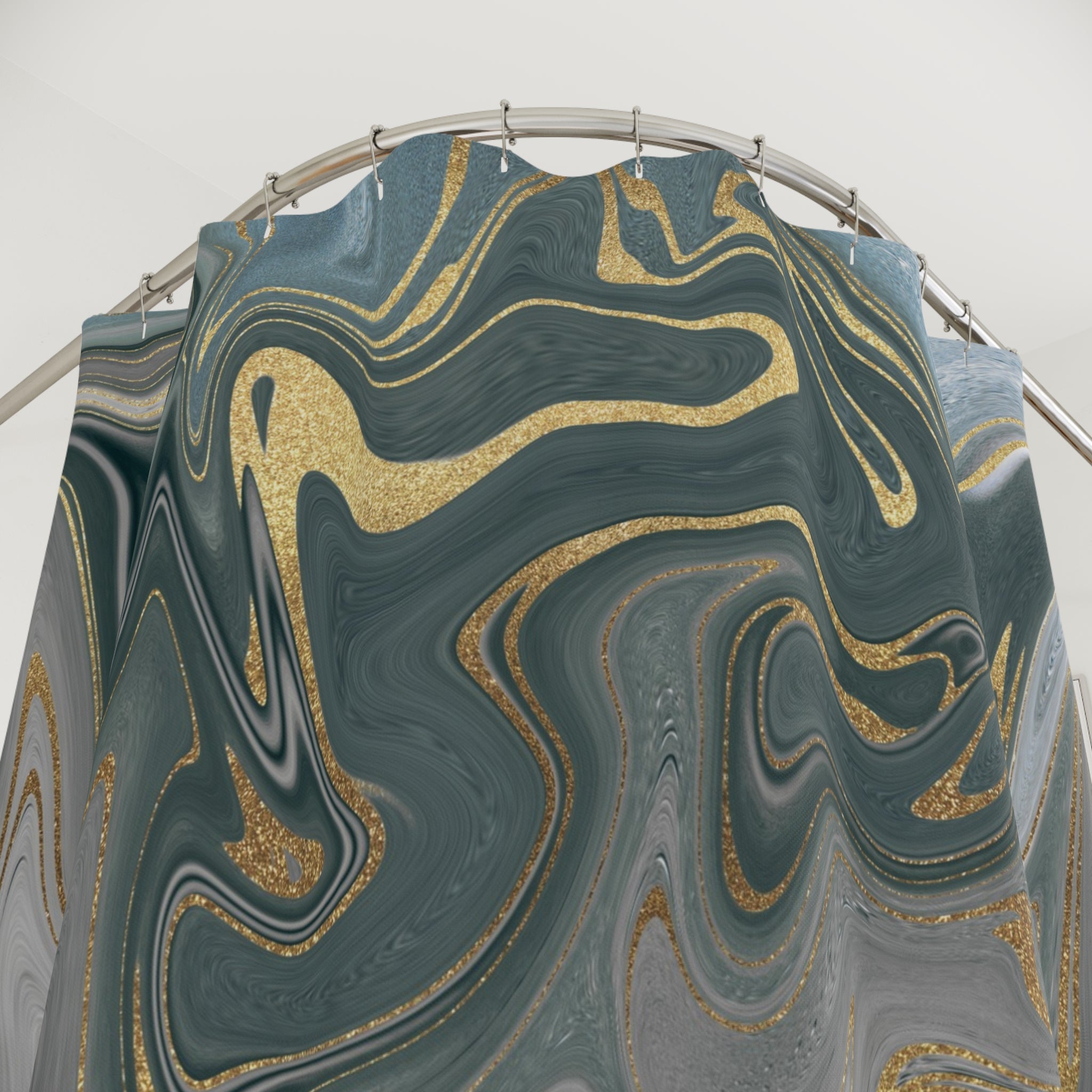 Abstract Shower Curtain | Grey Marble Print Bathroom Decor